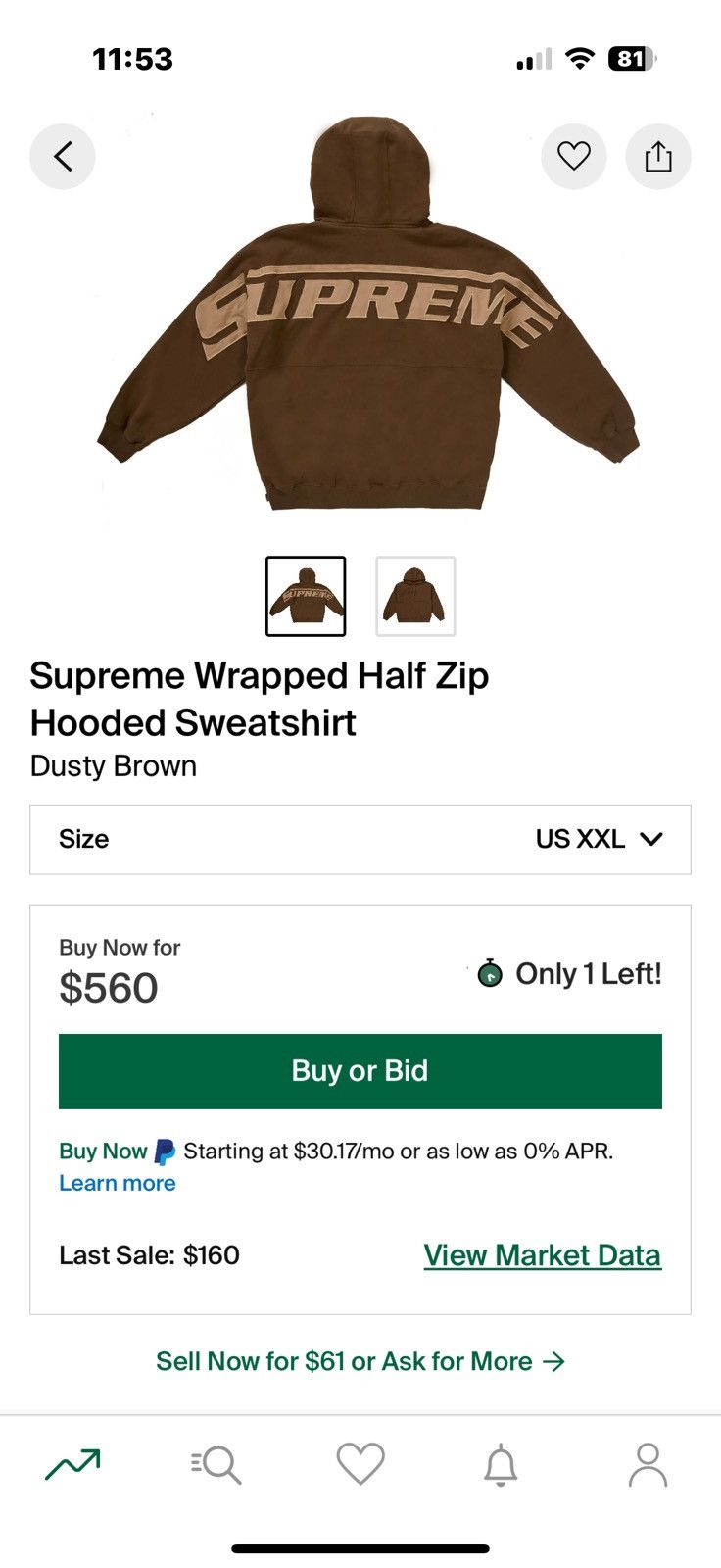 Supreme Supreme Wrapped Half Zip Hooded Sweatshirt Size US XXL / EU 58 / 5 - 9 Thumbnail