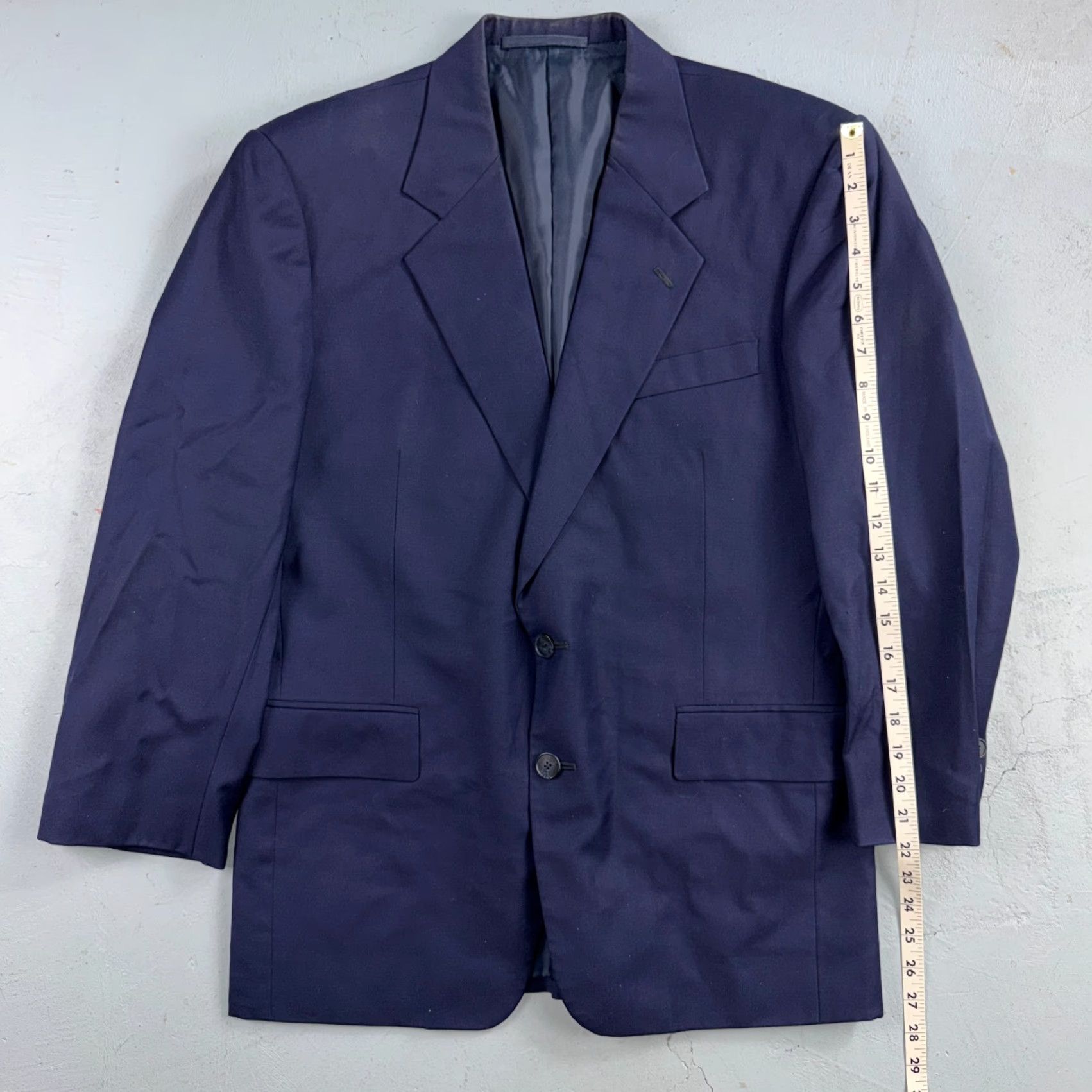 Vintage 1990s VTG Custom Mens 2 PC Suit Jacket Coat Pants Navy Blue Wool Rockabilly 40 Chest 40 Waist 40 Size Regular Size 40R - 2 Thumbnail
