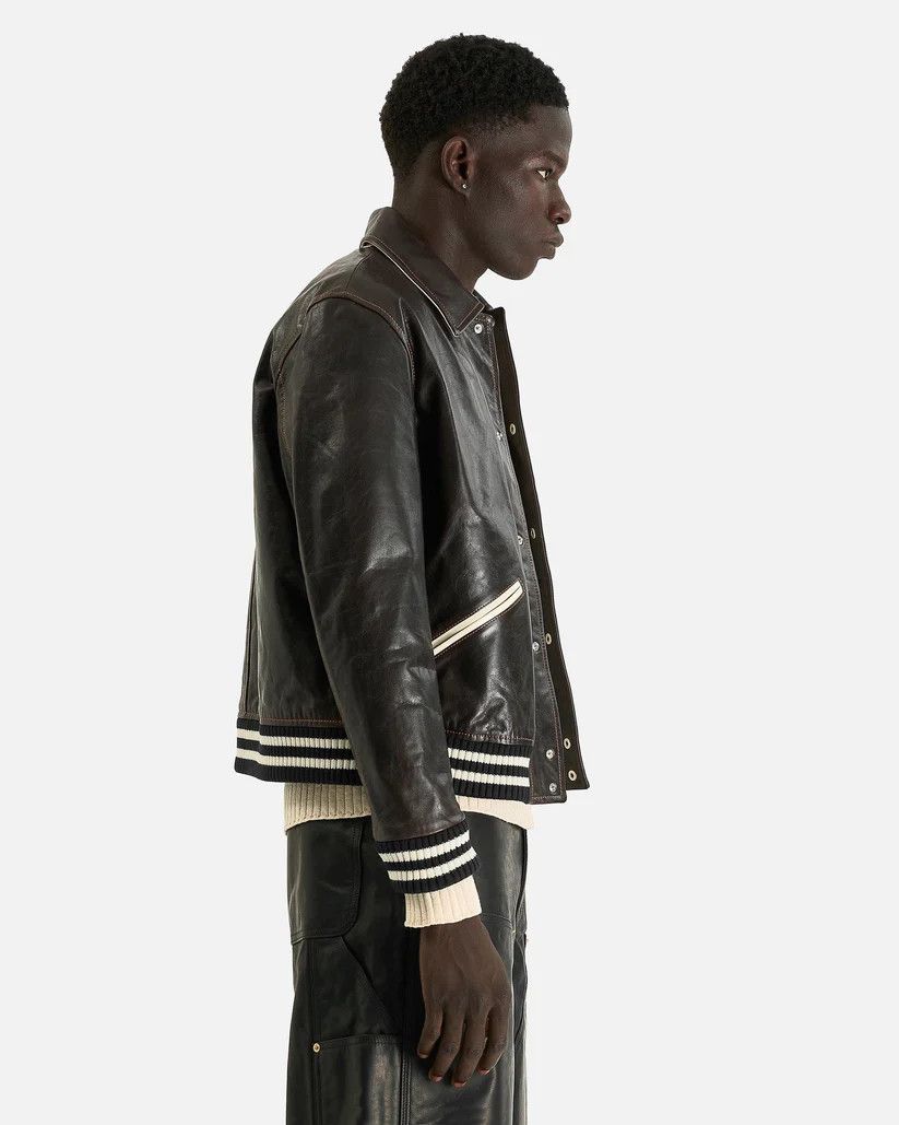 o1s1v1r1oon0825 Prince Varsity Jacket in Dark Brown