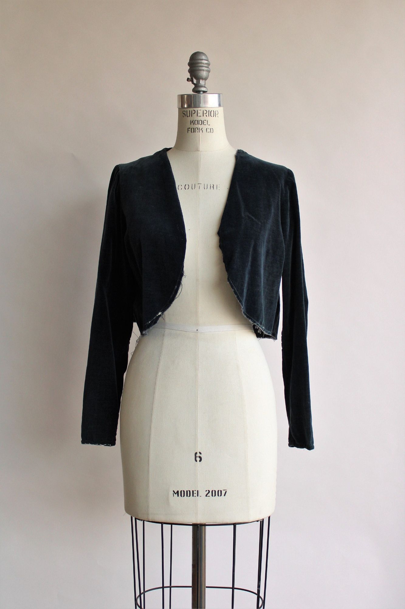Vintage Vintage 1920s Dress with Jacket/ Navy Blue Cotton Velvet Day Size S / US 4 / IT 40 - 2 Thumbnail