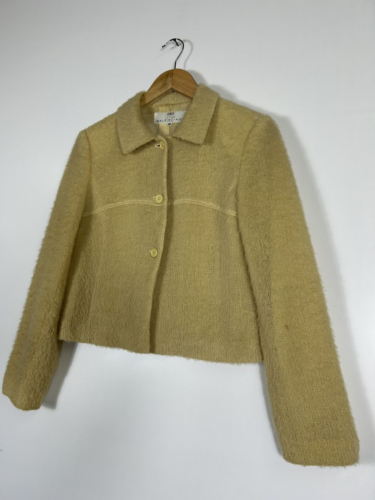 Balenciaga 🔥Vintage Luxury Balenciaga Mohair Button Cropped Jacket Size XS / US 0-2 / IT 36-38 - 3 Thumbnail