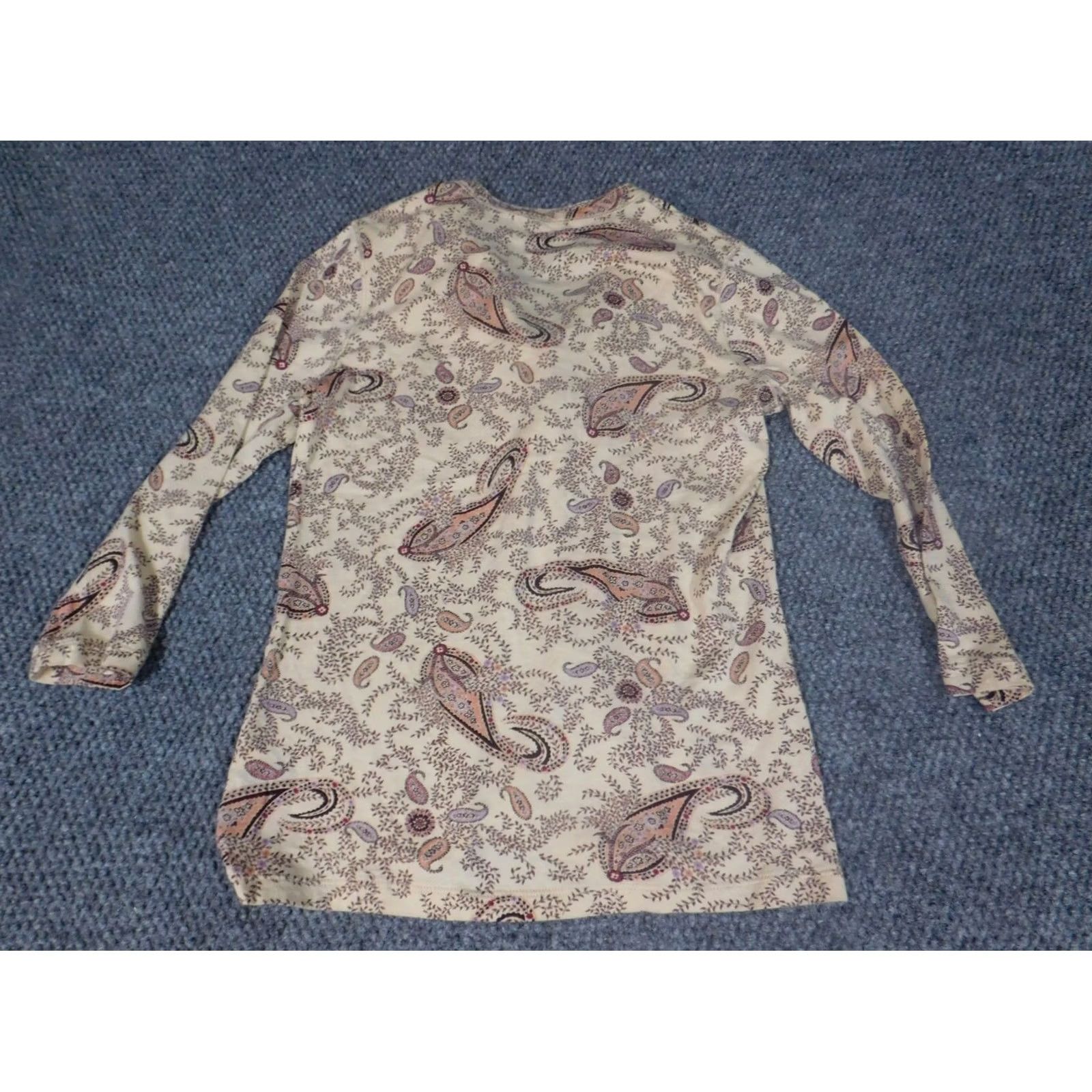 Chaps Chaps Blouse XS Womens Beige Floral Pullover Top Long Sleeve Round Neck Casual Cotton Rayon Shirt Size XS / US 0-2 / IT 36-38 - 6 Thumbnail