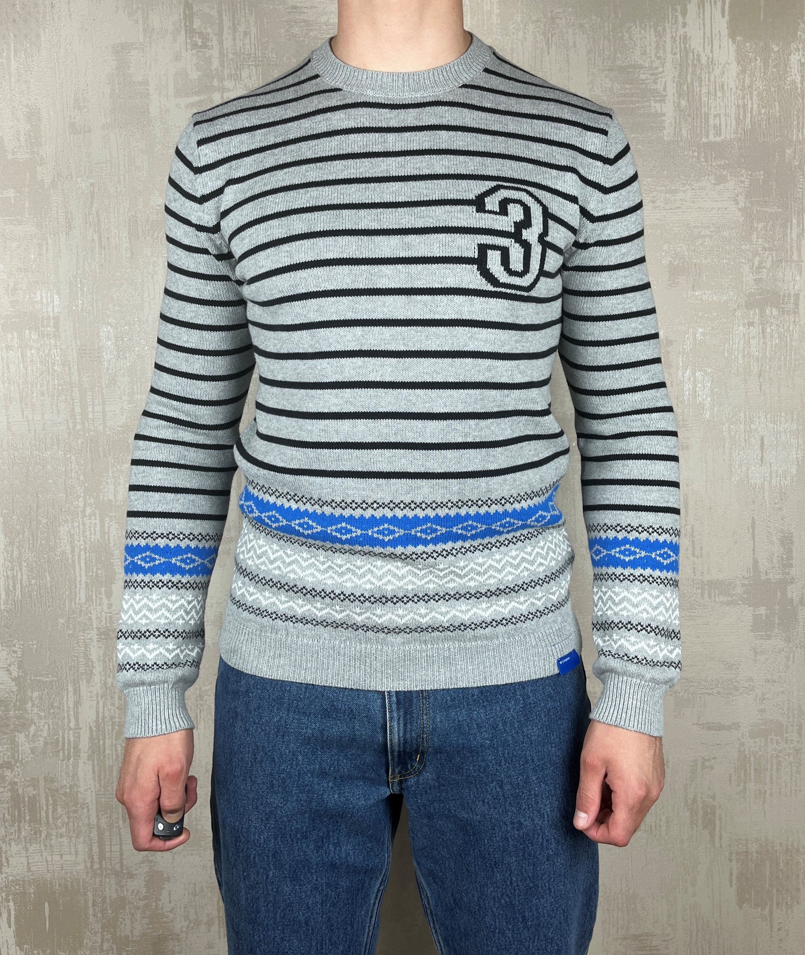 Adidas Adidas Originals # 3 Striped Knit Sweater Size US M / EU 48-50 / 2 - 1 Thumbnail