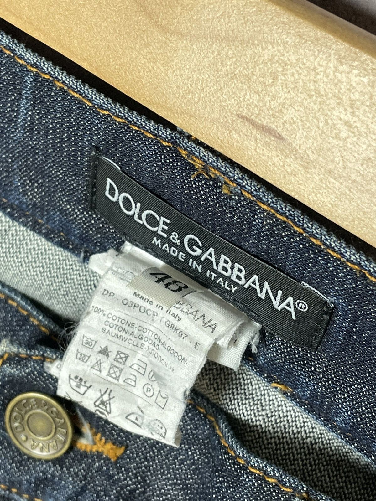 Dolce & Gabbana × Vintage Dolce & Gabbana tear Vintage Pants Denim Italia Leather Logo Size US 31 - 10 Thumbnail