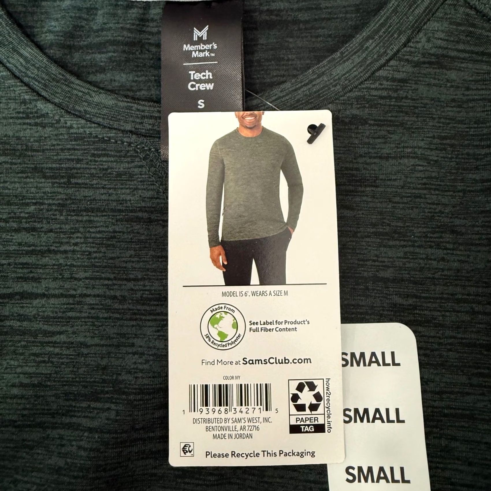 Vintage Mens Small Tech Crew Long Sleeve Ivy Green Zip Pocket Performance Goprcore NWT Size US S / EU 44-46 / 1 - 5 Thumbnail