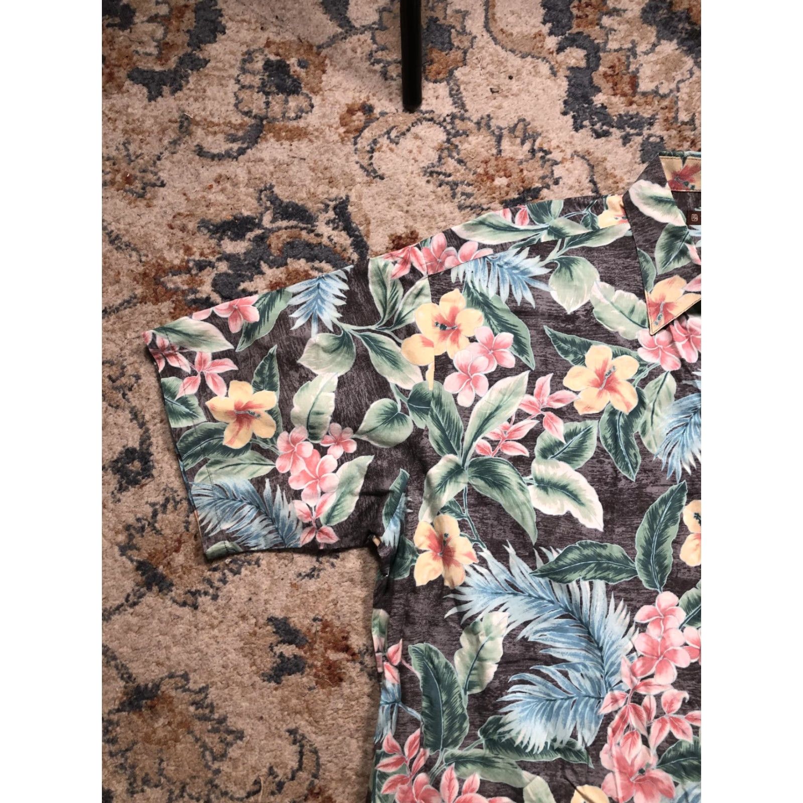 Tori Richard Tori Richard Shirt Mens XL Brown Tropical Floral Hawaiian Short Sleeve Button-Up Size US XL / EU 56 / 4 - 3 Thumbnail
