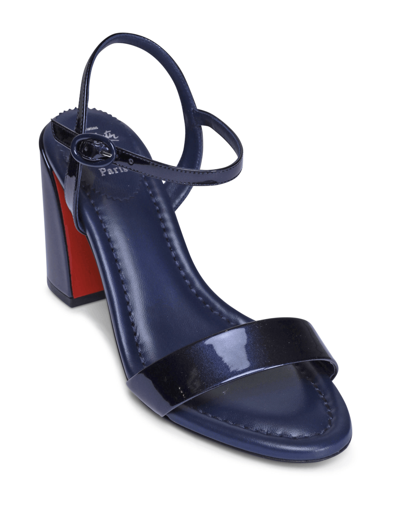 Christian Louboutin Miss Jane Sandal 85 Zaffiro Blue Ankle Strap Block Heel 40 Size US 10 / IT 40 - 5 Thumbnail