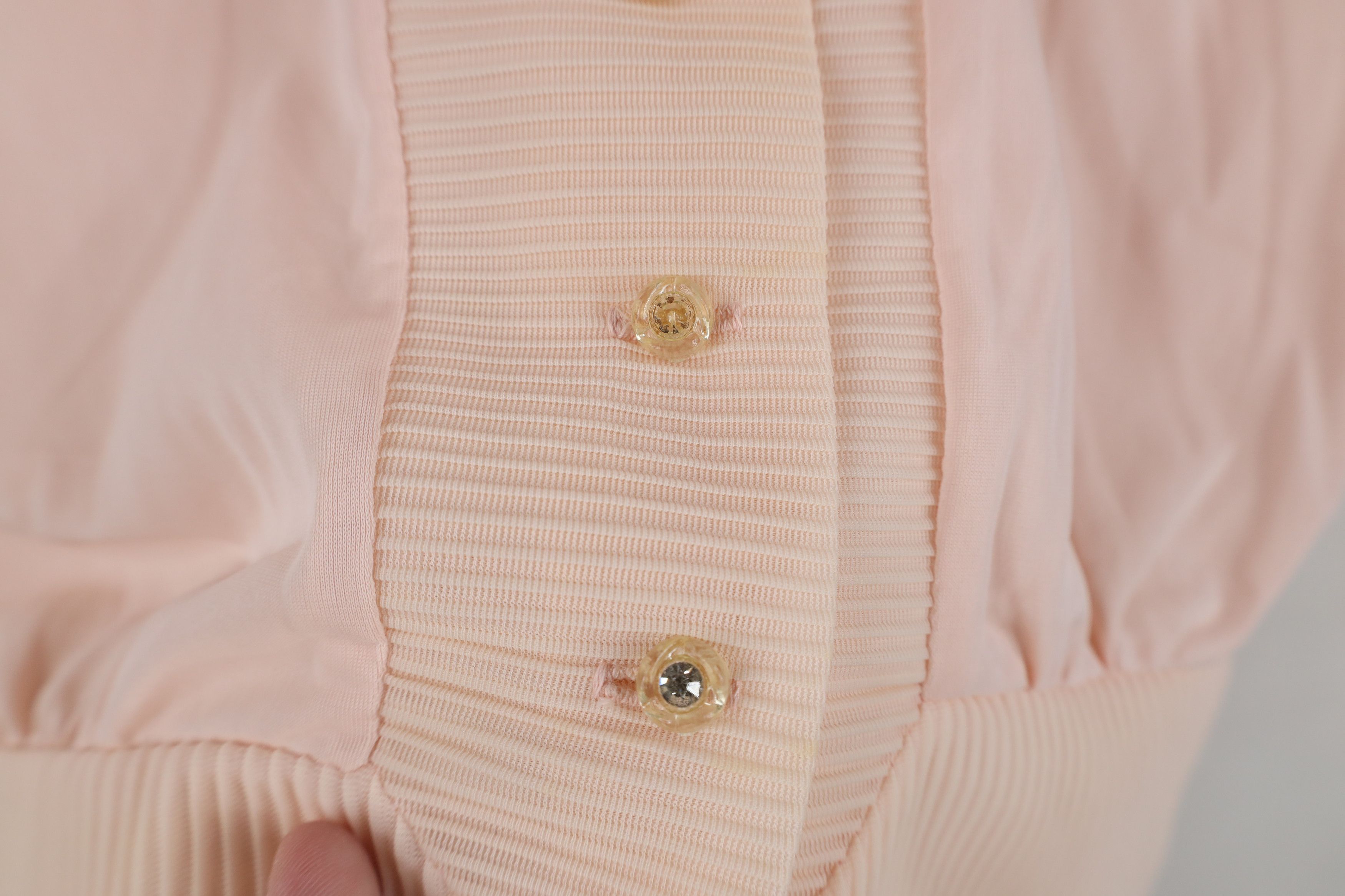 Vintage Vintage 50s Rockabilly Regency Ribbed Button Shirt Pink USA Size M / US 6-8 / IT 42-44 - 4 Thumbnail