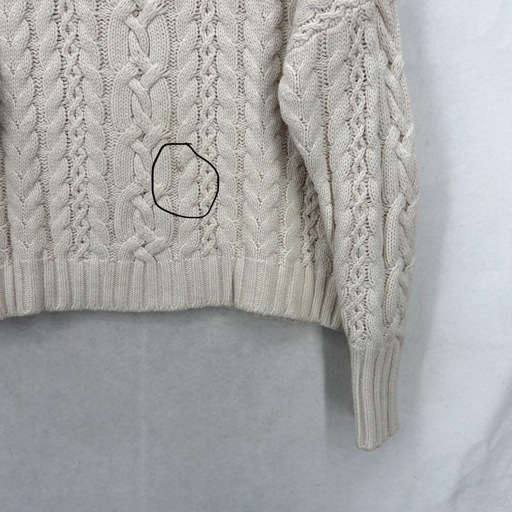 Ralph Lauren Lauren Ralph Lauren Sweater Womens Large White Cable Knit Cowl Neck Fisherman Size L / US 10 / IT 46 - 3 Thumbnail