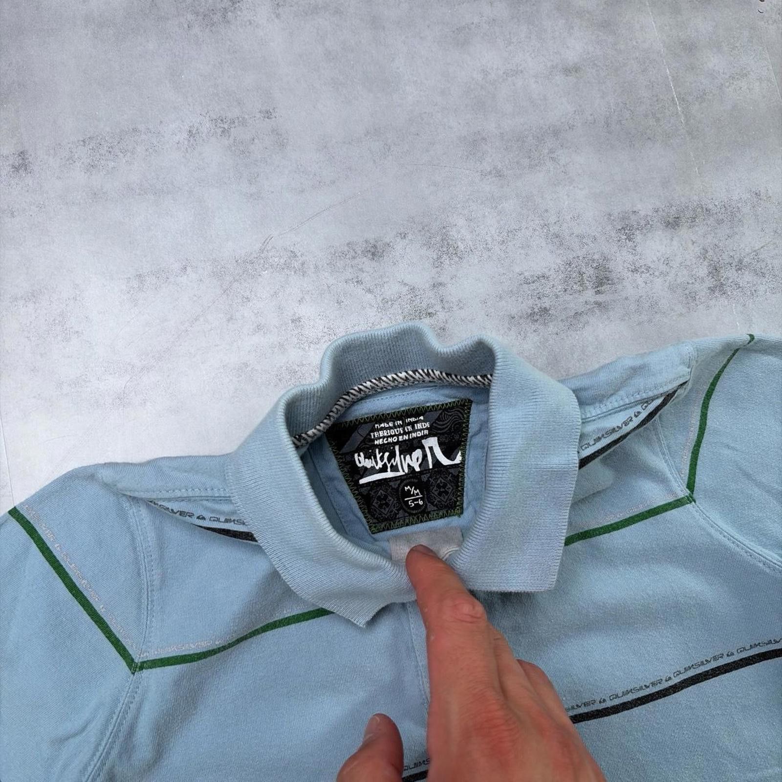 Quiksilver Y2K Light Blue Quilsilver Grunge Surf Polo Shirt Size XXS / US 00 / IT 34 - 6 Thumbnail