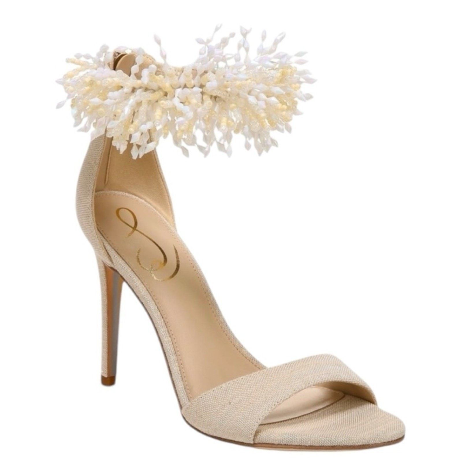 Sam Edelman Sam Edelman Gillie Sand Linen Beaded Heels Womens Size 8 Size US 8 / IT 38 - 3 Thumbnail