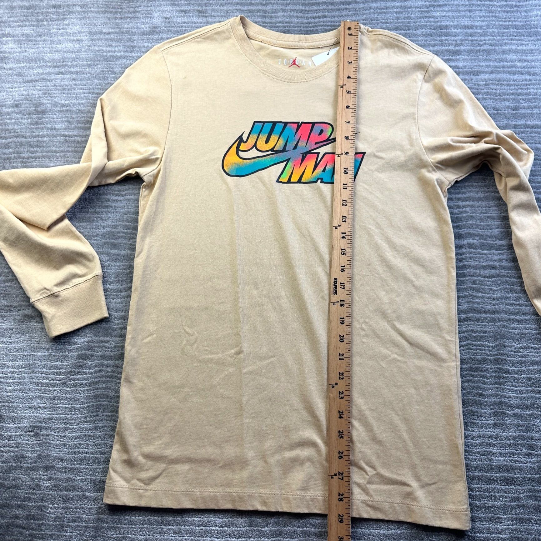 Jordan Brand NEW Jordan Shirt Mens Small Beige Tan Long Sleeve Graphic Sneakerhead Jumpman Size US S / EU 44-46 / 1 - 7 Thumbnail