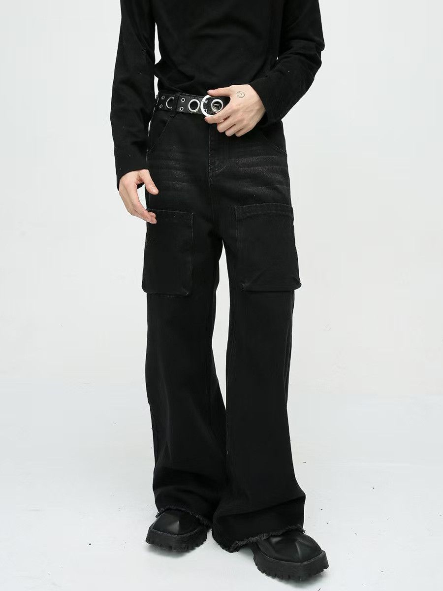 Japanese Brand × Jean Loose Straight Leg Wide Leg Raw Edge Jeans Size US 32 / EU 48 - 5 Thumbnail