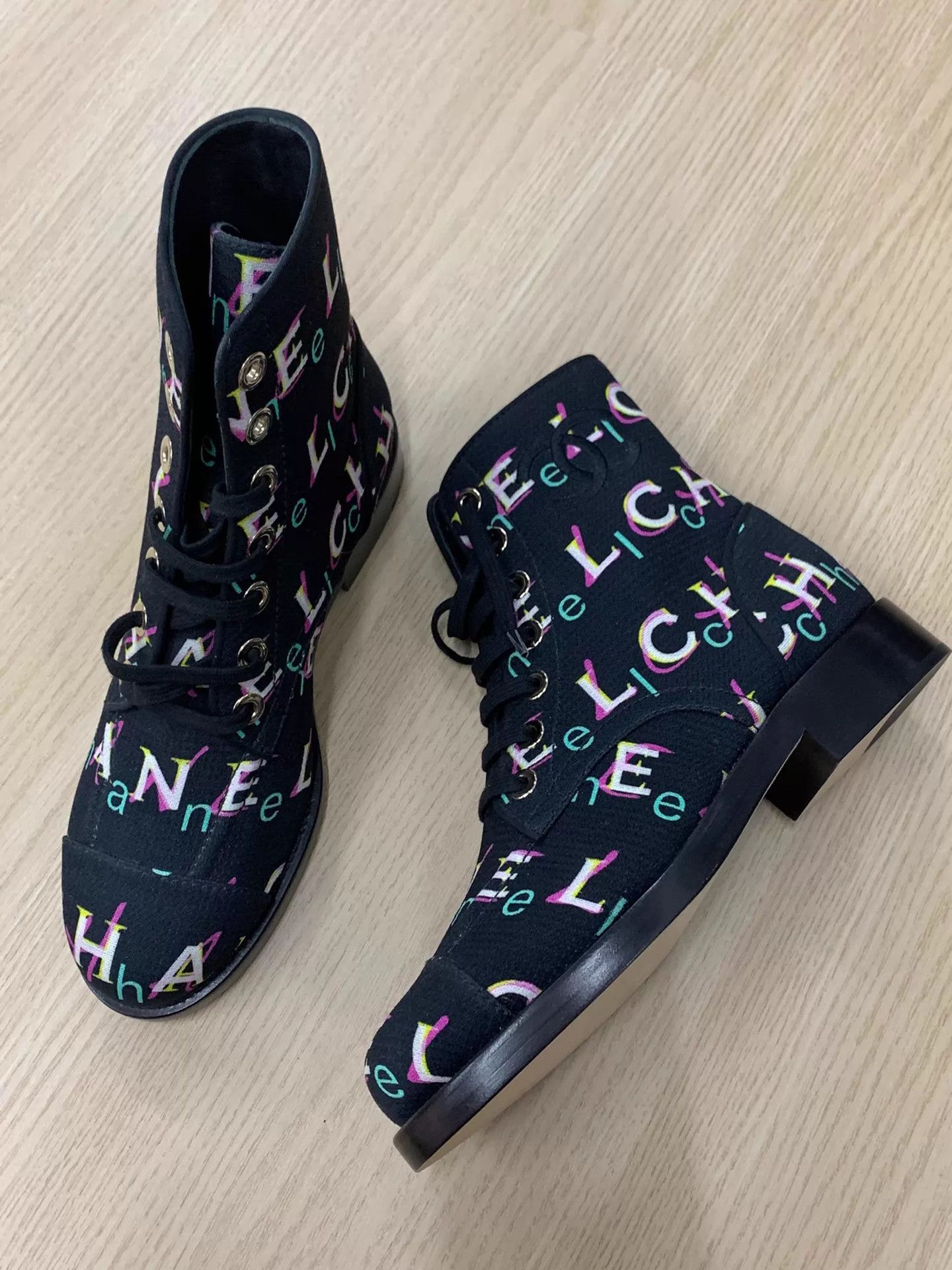 Chanel Chanel Black Colorful Lettering Ankle Boots 37.5 Size US 7 / IT 37 - 2 Thumbnail
