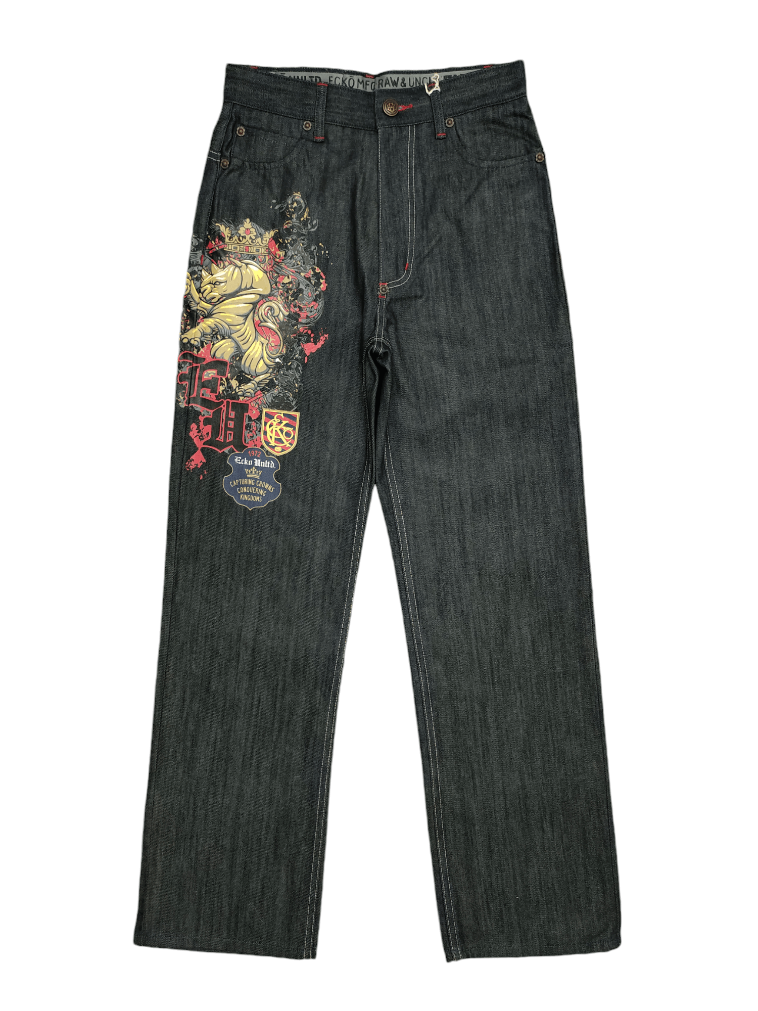 Ecko Unltd. Vintage Y2k Ecko Rhino Crowns Graffiti Print Baggy Jeans Size US 29 - 1 Thumbnail
