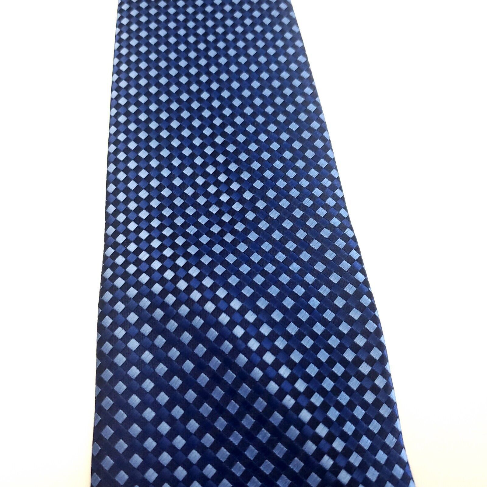 George George Blue White Polyester Tie Woven Check Size ONE SIZE - 2 Thumbnail
