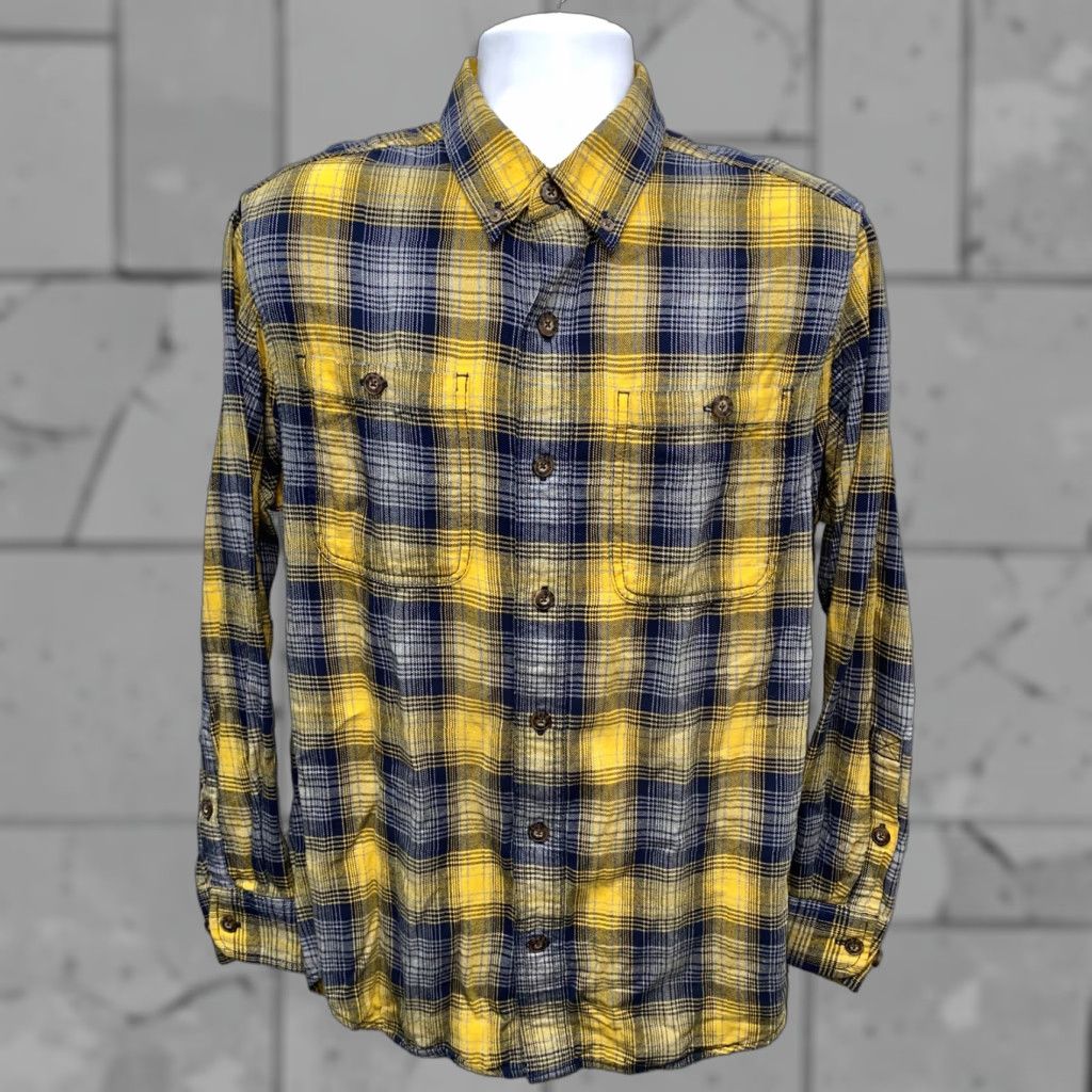 Duluth Trading Company Duluth Trading Co Mens Plaid Shirt Long Sleeve Cotton Flannel Button-Up Size M Yellow/Blue Mens Shirt Size US M / EU 48-50 / 2 - 1 Thumbnail