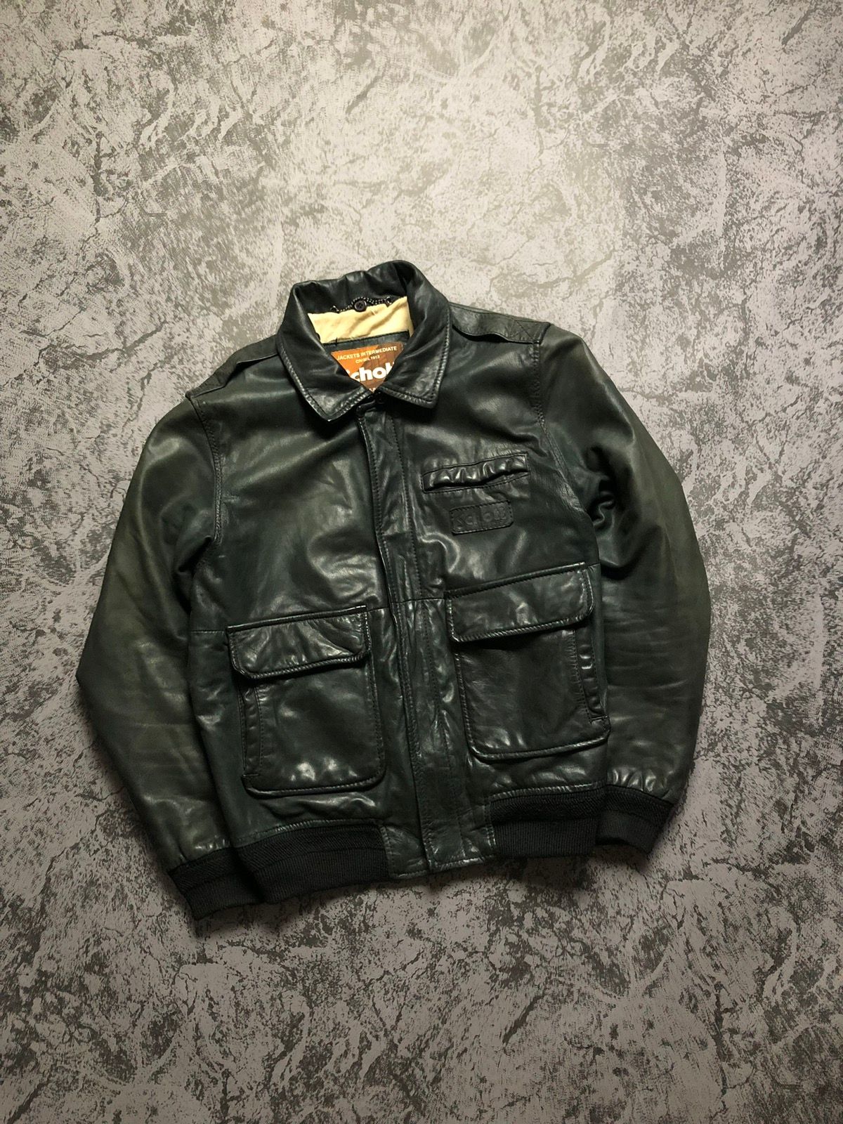 Pre-owned Archival Clothing X Schott Vintage Schott Leather Jacket Bomber Black Aviator Usa Faded (size Medium)