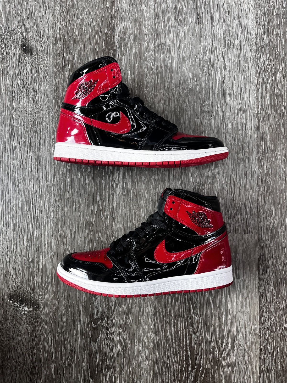 Jordan Brand Air Jordan 1 High OG “Patent Bred” **PRE-OWNED** Size US 8 / EU 41 - 1 Thumbnail