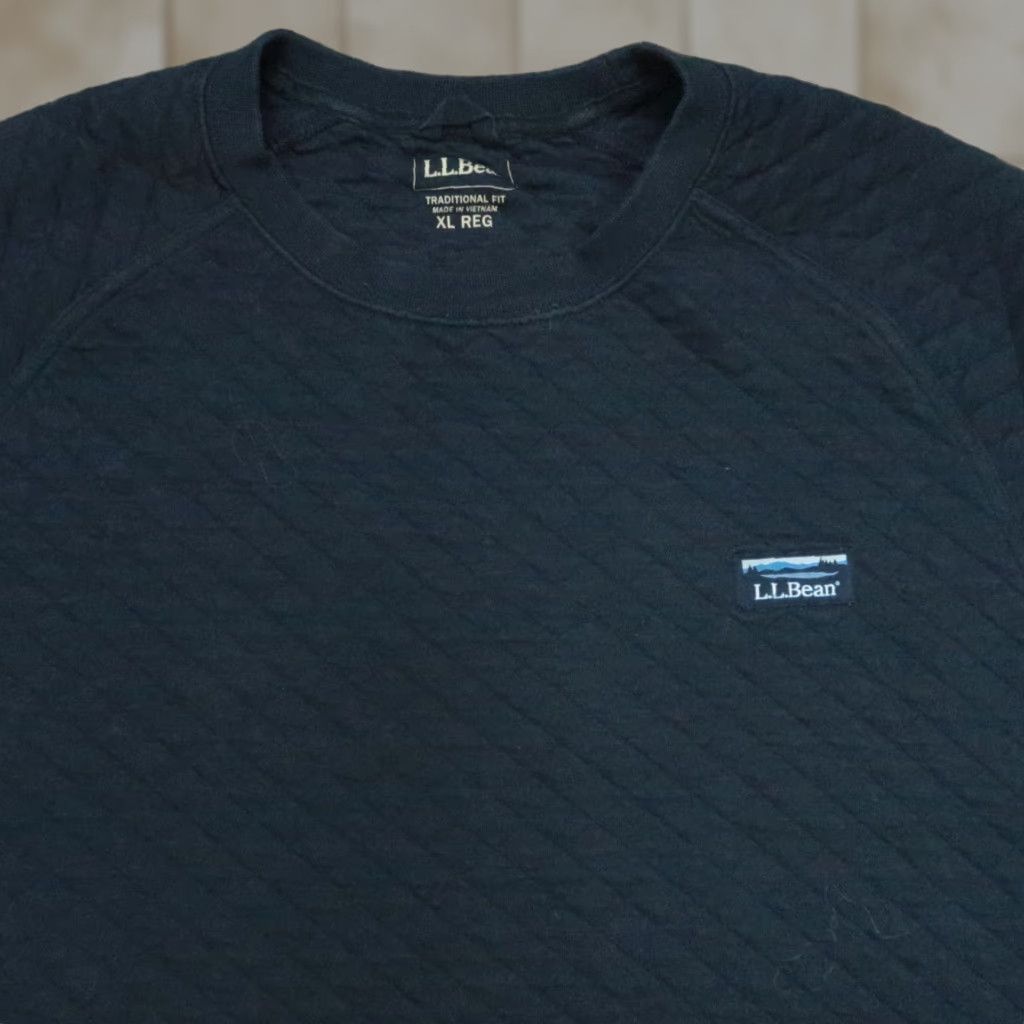Vintage LL Bean Mens XL Blue Quilted Sweatshirt Pullover Crew Extra Large Size US XL / EU 56 / 4 - 1 Thumbnail