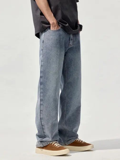 Japanese Brand VIBE Men's retro distressed washed all-match straight jeans Size US 32 / EU 48 - 7 Thumbnail