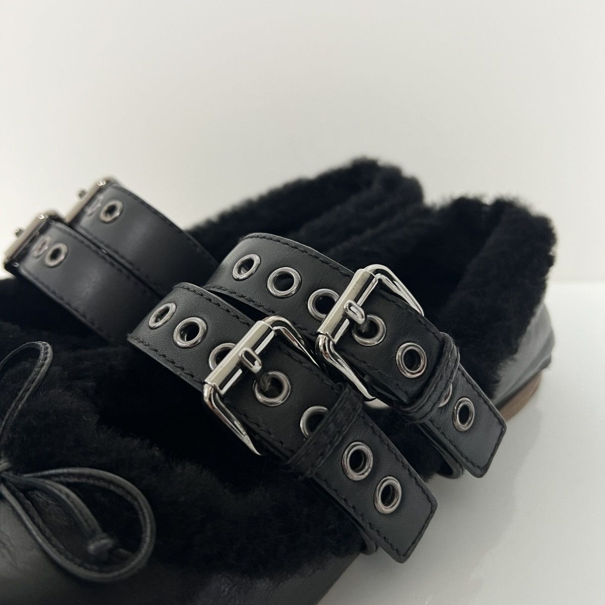 Miu Miu Miu Miu Nappa Leather Belted Fur Ballet Flats Size US 7.5 / IT 37.5 - 4 Thumbnail