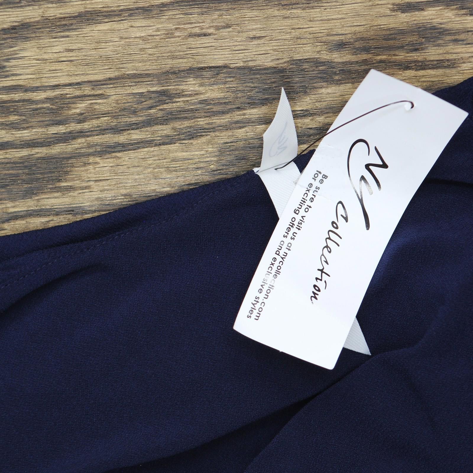 Other Nwt Ny Collection Sleeve Ruffle Midi Dress Navy Blue Pm Size M / US 6-8 / IT 42-44 - 3 Thumbnail