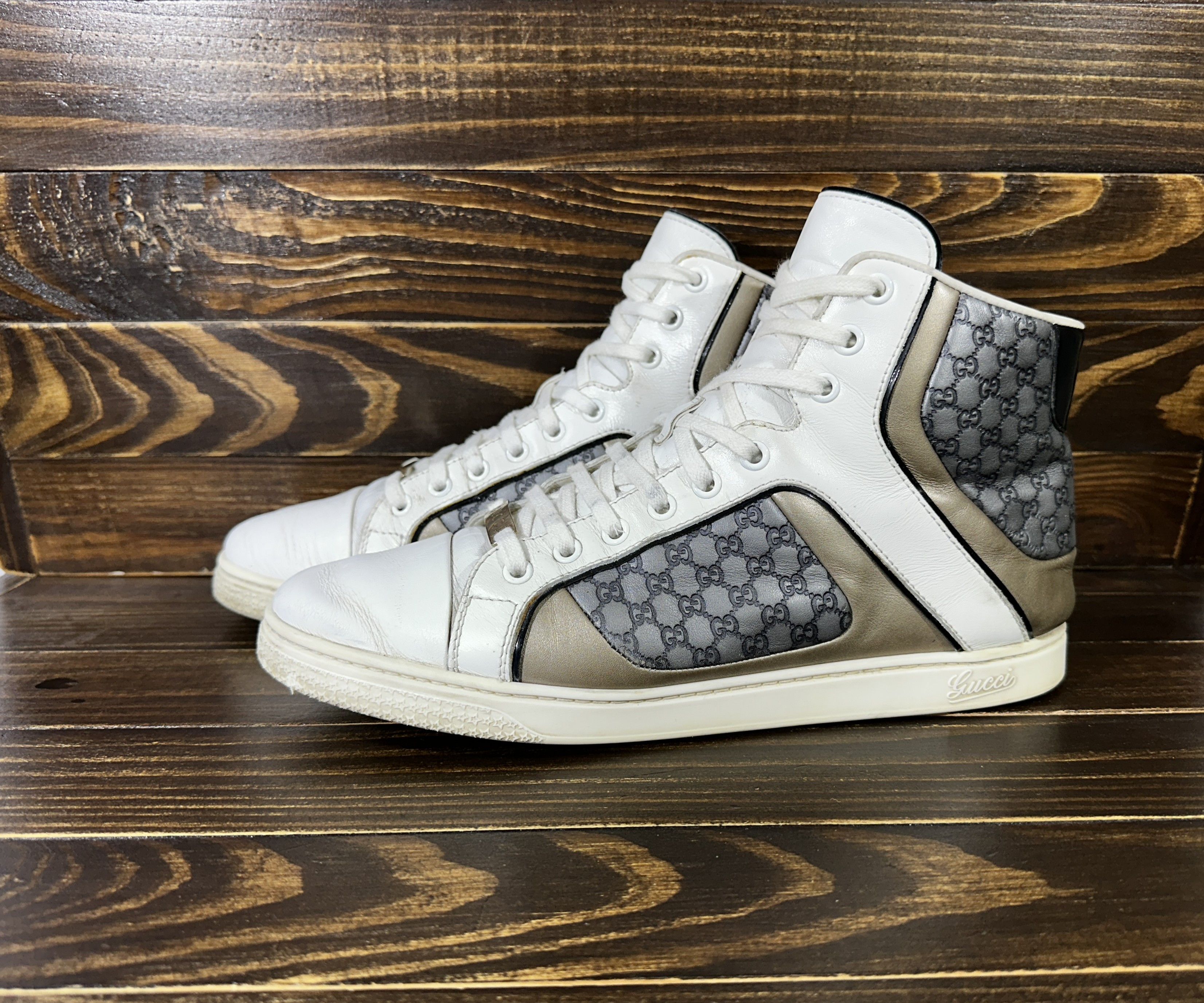 Gucci × Leather GUCCI Guccissima Monogram Leather Hi-Top Sneakers Italy Size US 9.5 / IT 39.5 - 7 Thumbnail