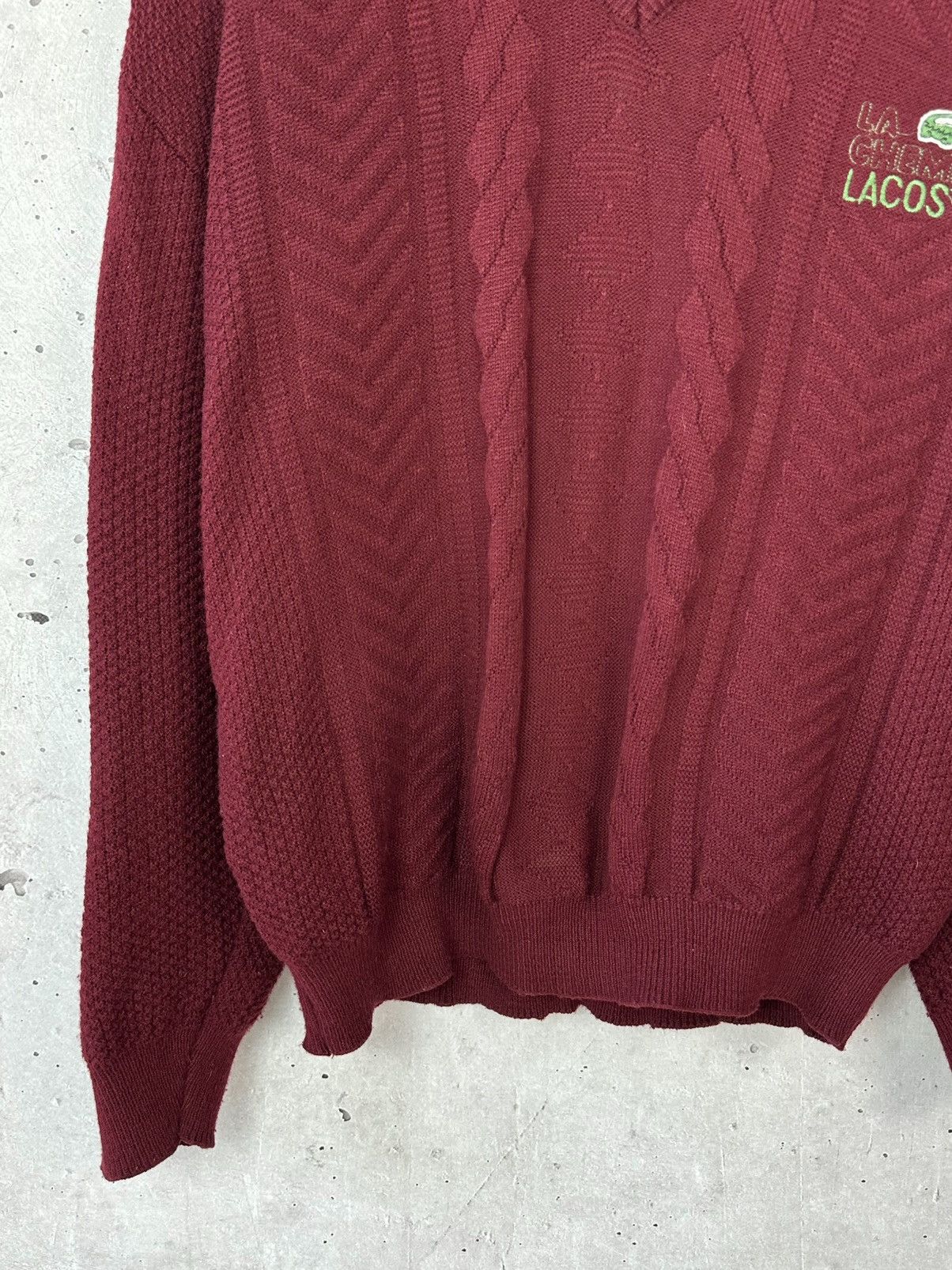 Lacoste Lacoste Chemise Made in France Knit Burgundy V-neck Sweater Size US L / EU 52-54 / 3 - 5 Thumbnail