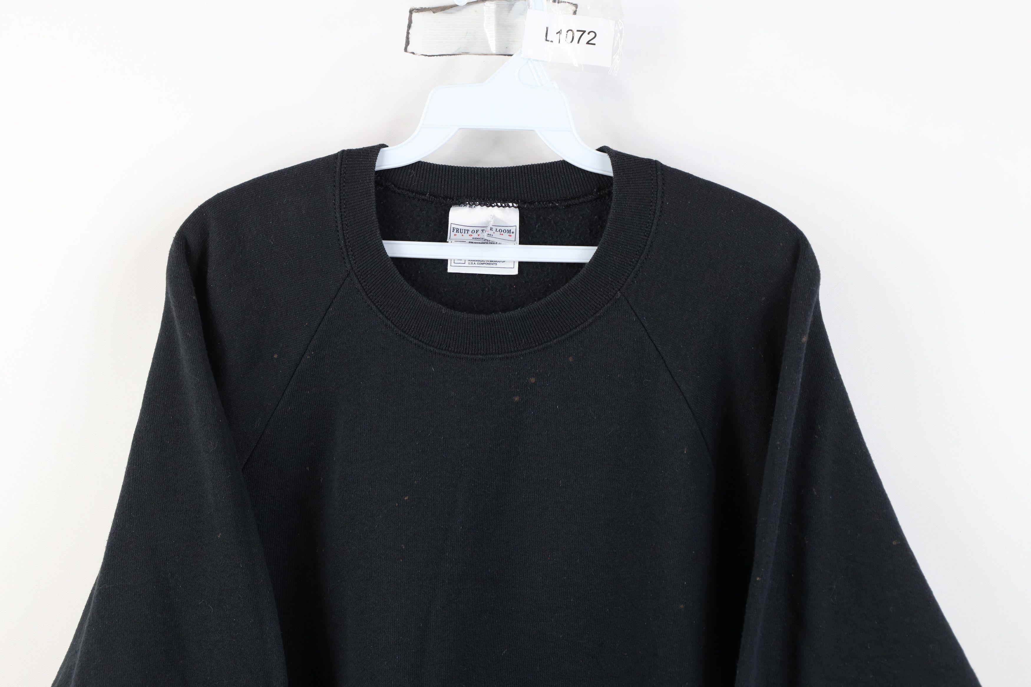 Vintage Vintage 90s Streetwear Blank Crewneck Sweatshirt Black Size US XL / EU 56 / 4 - 2 Thumbnail