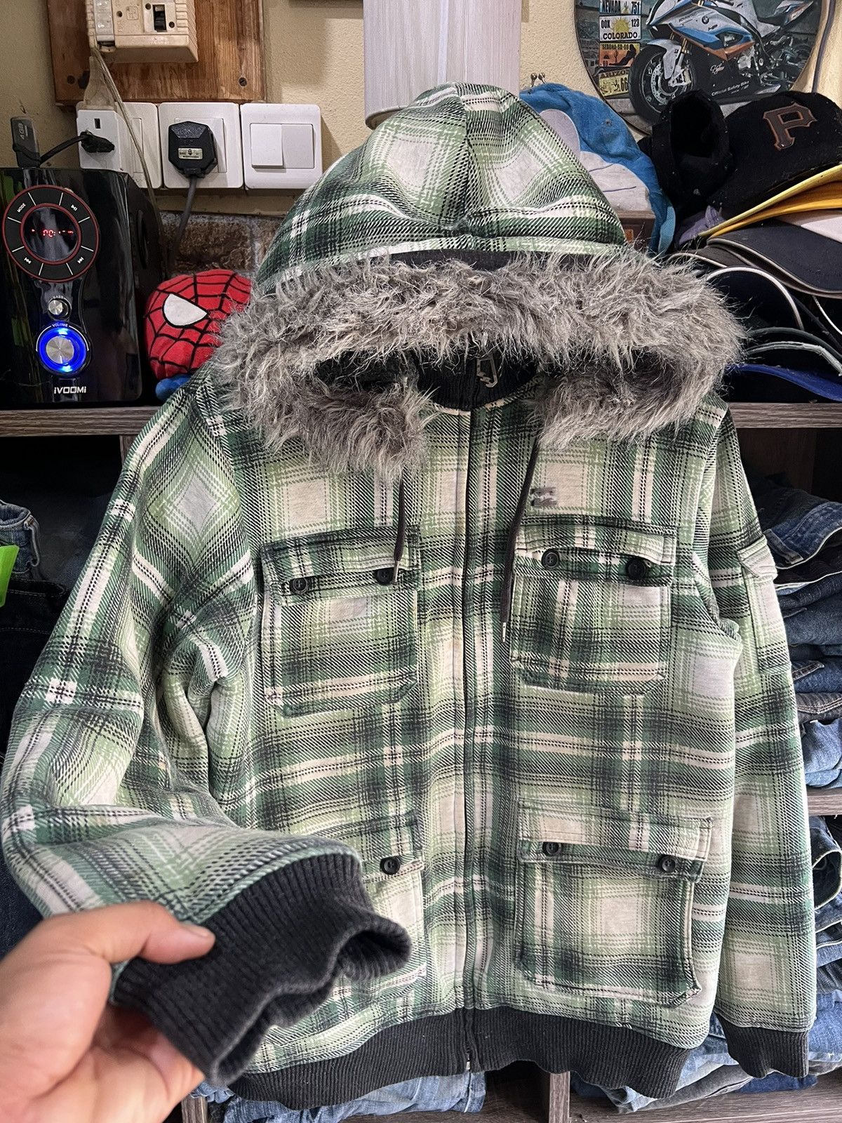 Billabong 🔥Vintage Billabong Plaid Sherpa Jacket Size US M / EU 48-50 / 2 - 12 Thumbnail