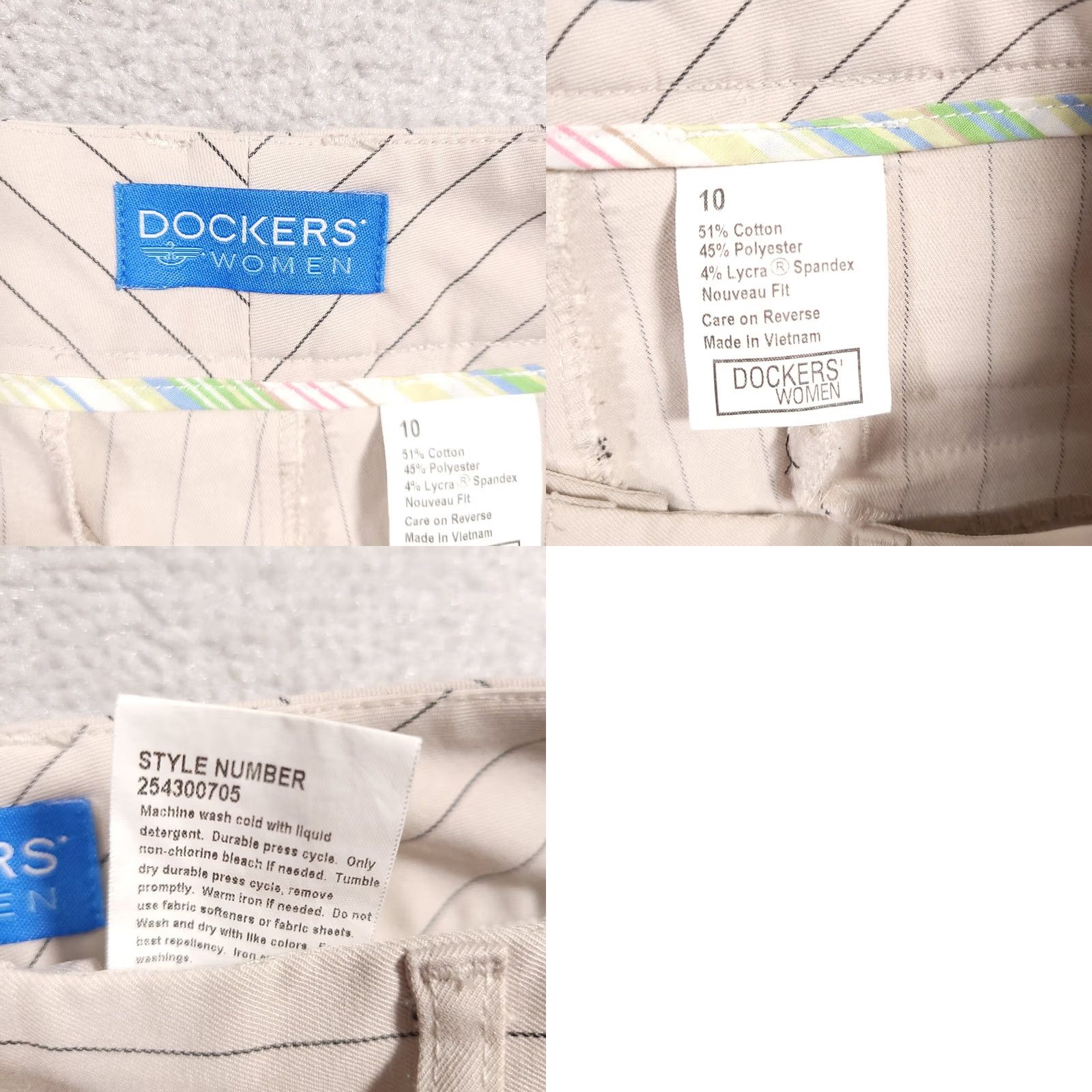 Dockers DOCKERS Capri Nouveau Fit Pants Women's 10 Tan Black Pinstripe Stretch Crop Size 32" / US 10 / IT 46 - 9 Thumbnail