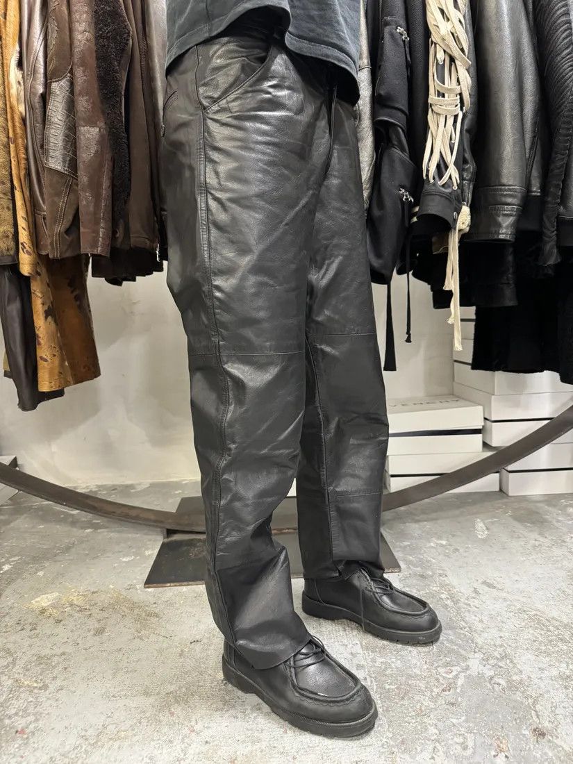 Emporio Armani × Vintage 1990s Emporio Armani Black Leather Biker Pants Size US 32 / EU 48 - 5 Thumbnail