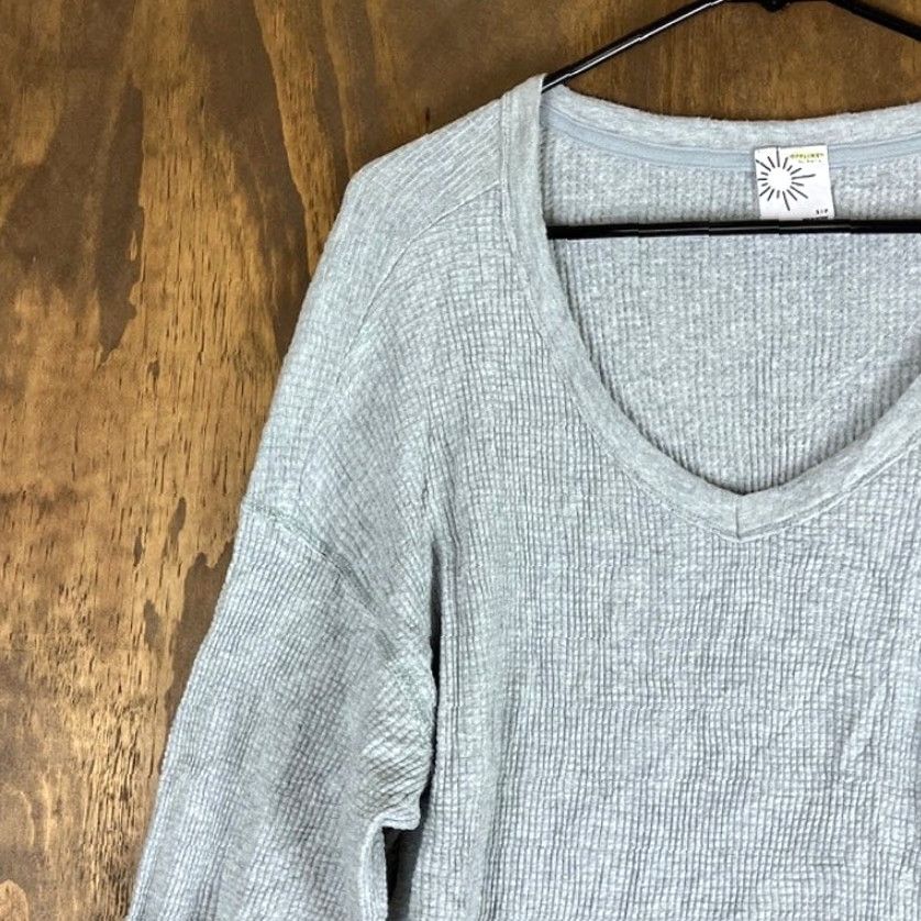 Vintage Aerie OFFLINE Womens Shirt Gray Waffle V Neck Long Sleeve Stretch S Size S / US 4 / IT 40 - 4 Thumbnail