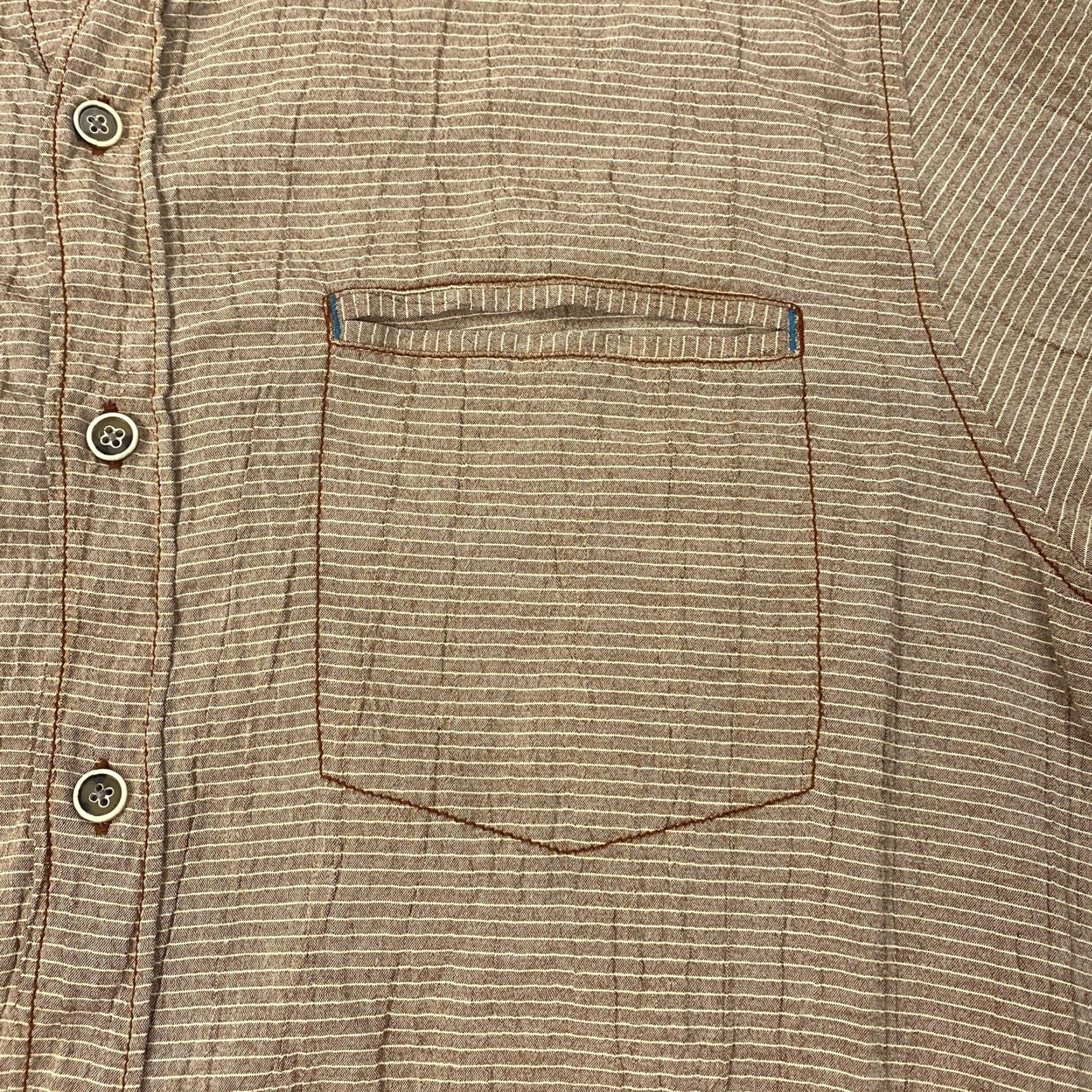 Vintage 32 Bar Blues Button-Up Shirt Mens Medium Brown Striped Long Sleeve Pocket Music Note Casual Size US M / EU 48-50 / 2 - 3 Thumbnail