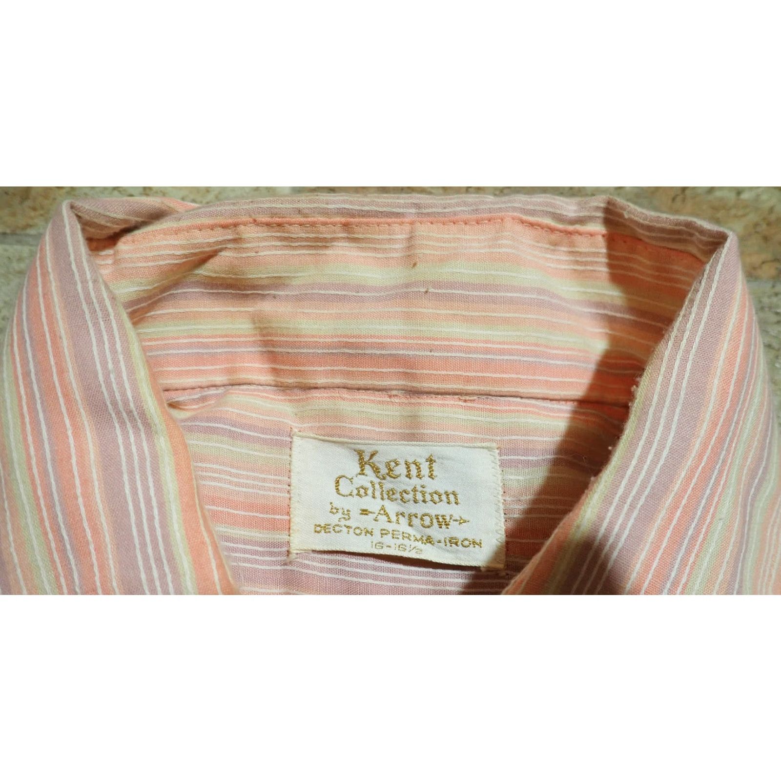 Arrow VINTAGE Arrow Kent Collection Shirt Mens L 60s 70s Sanforized Striped Collared Button-Up Kent Collection Size US L / EU 52-54 / 3 - 3 Thumbnail