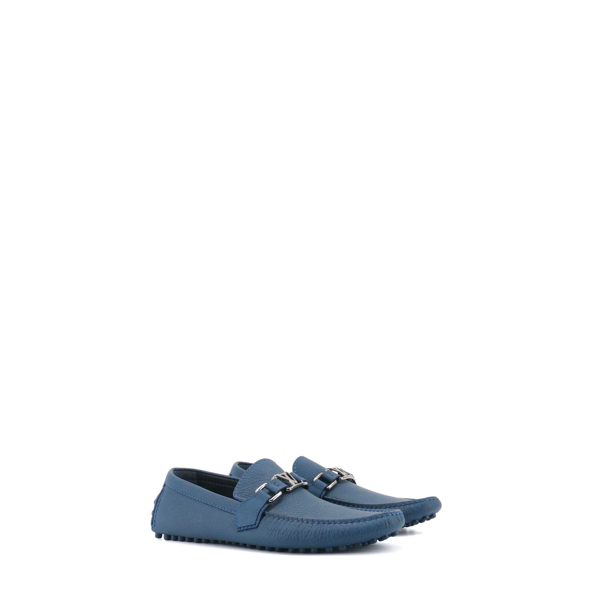 Louis Vuitton LOUIS VUITTON - Louis Vuitton Hockenheim loafers in blue grained leather (T39) Size US 6 / EU 39 - 1 Thumbnail