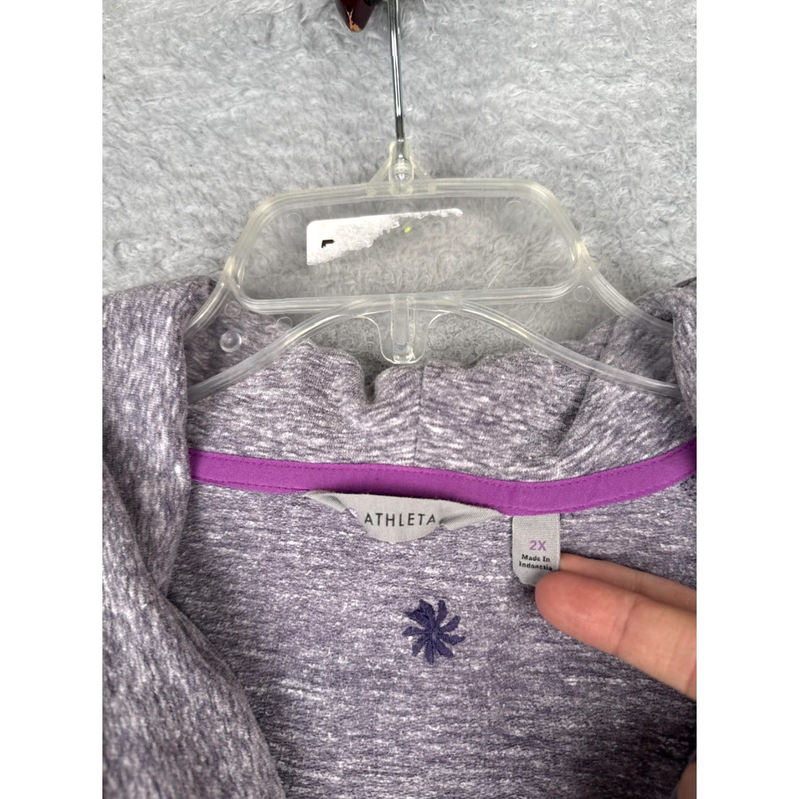 Athleta Athleta Womens 2X Purple Cowl Neck Short Sleeve Pullover Hoodie Sweatshirt Top Heather Activewear Pullover Raglan Sleeve Logo Size XXL / US 16-18 / IT 52-54 - 6 Thumbnail