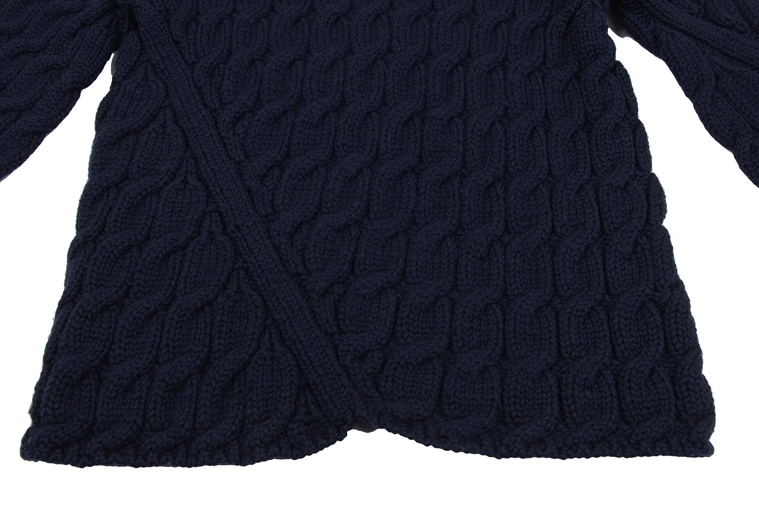 Comme des Garcons Homme Plus Wool Bias Cut Cable Knit Sweater in Navy, Size M Size US M / EU 48-50 / 2 - 7 Thumbnail
