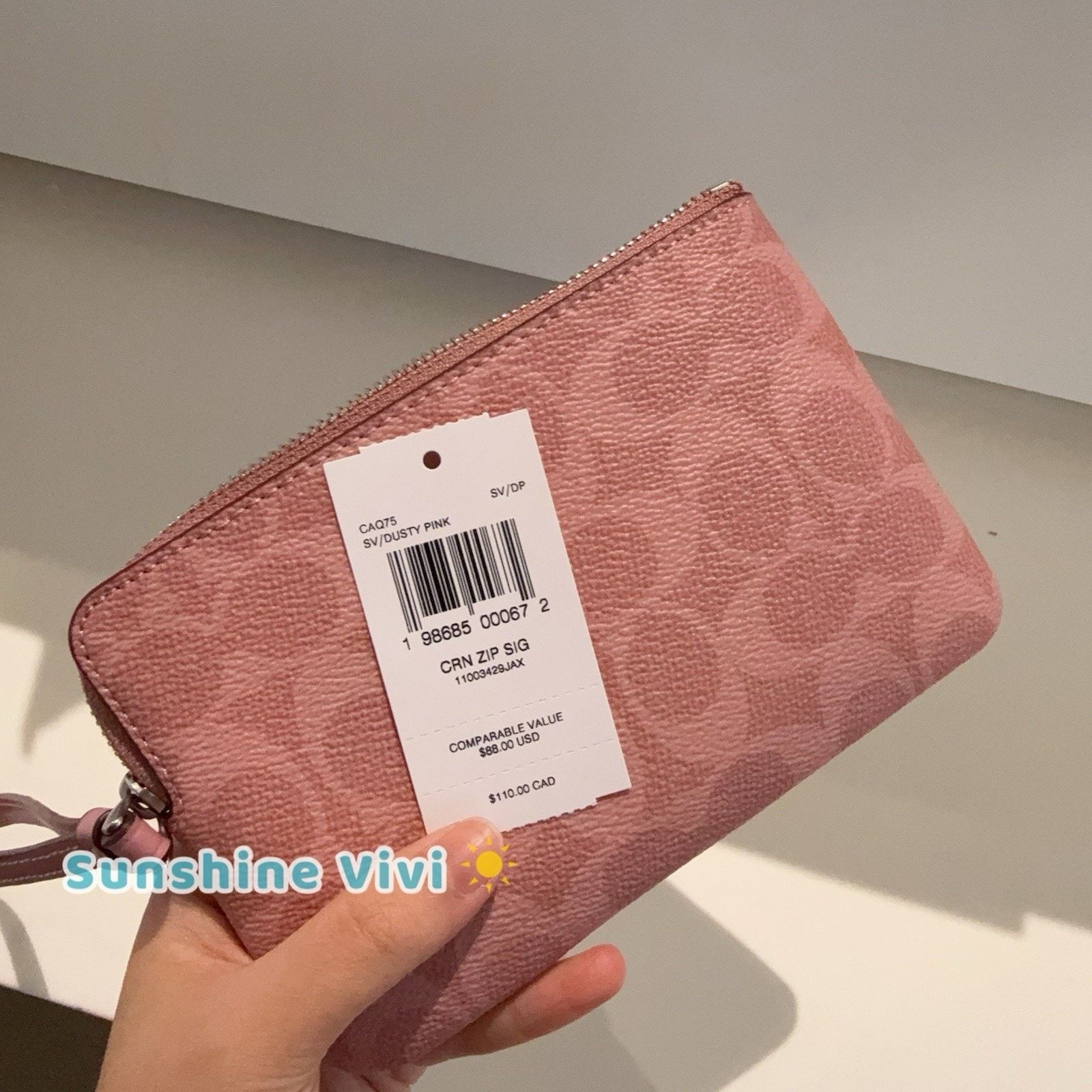 Coach NWT Coach CAQ75 Corner Zip Wristlet In Silver /Dusty Pink Size ONE SIZE - 4 Thumbnail