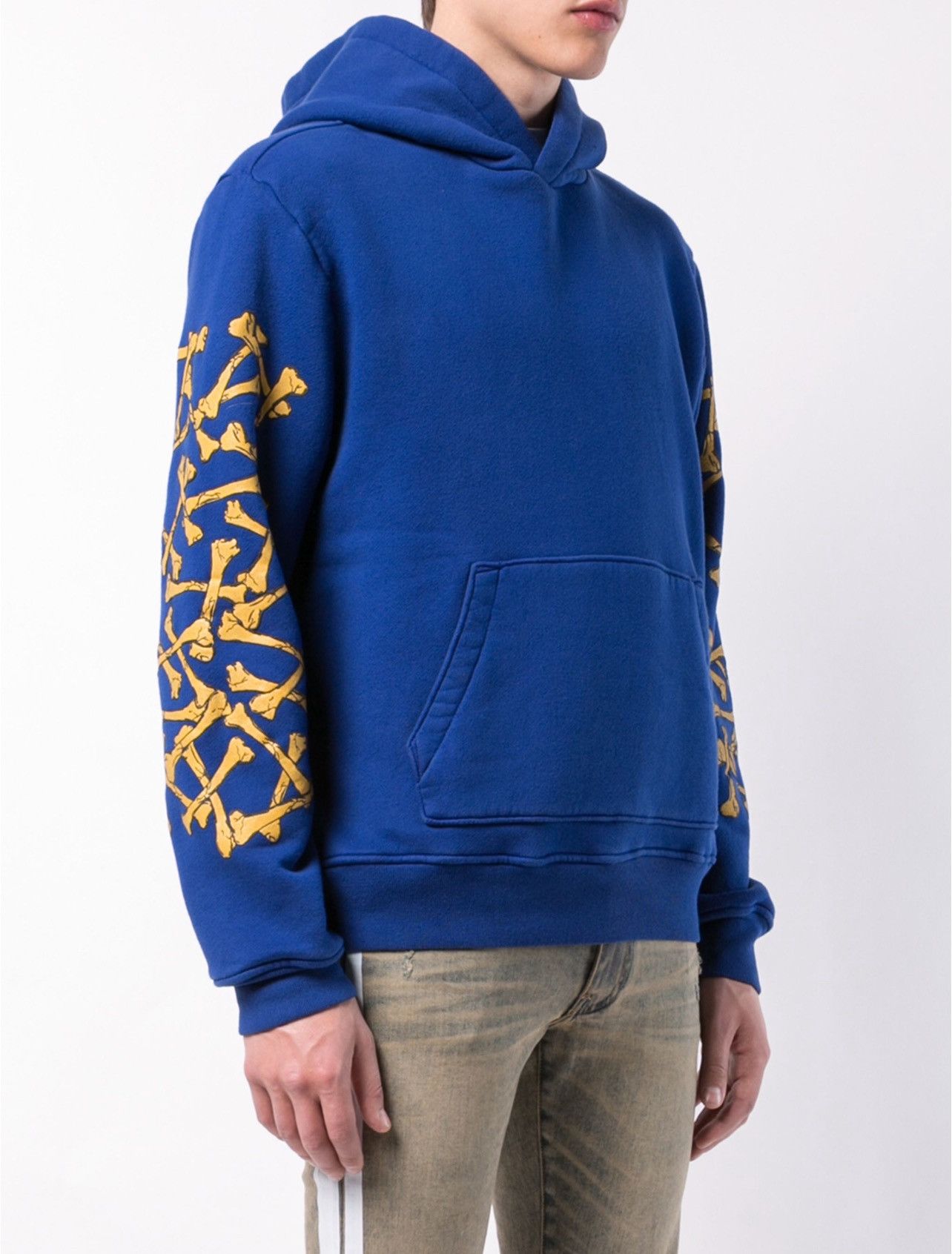 image of Amiri Royal Blue French Terry Hoodie Bones , Men's (Size 2XL)