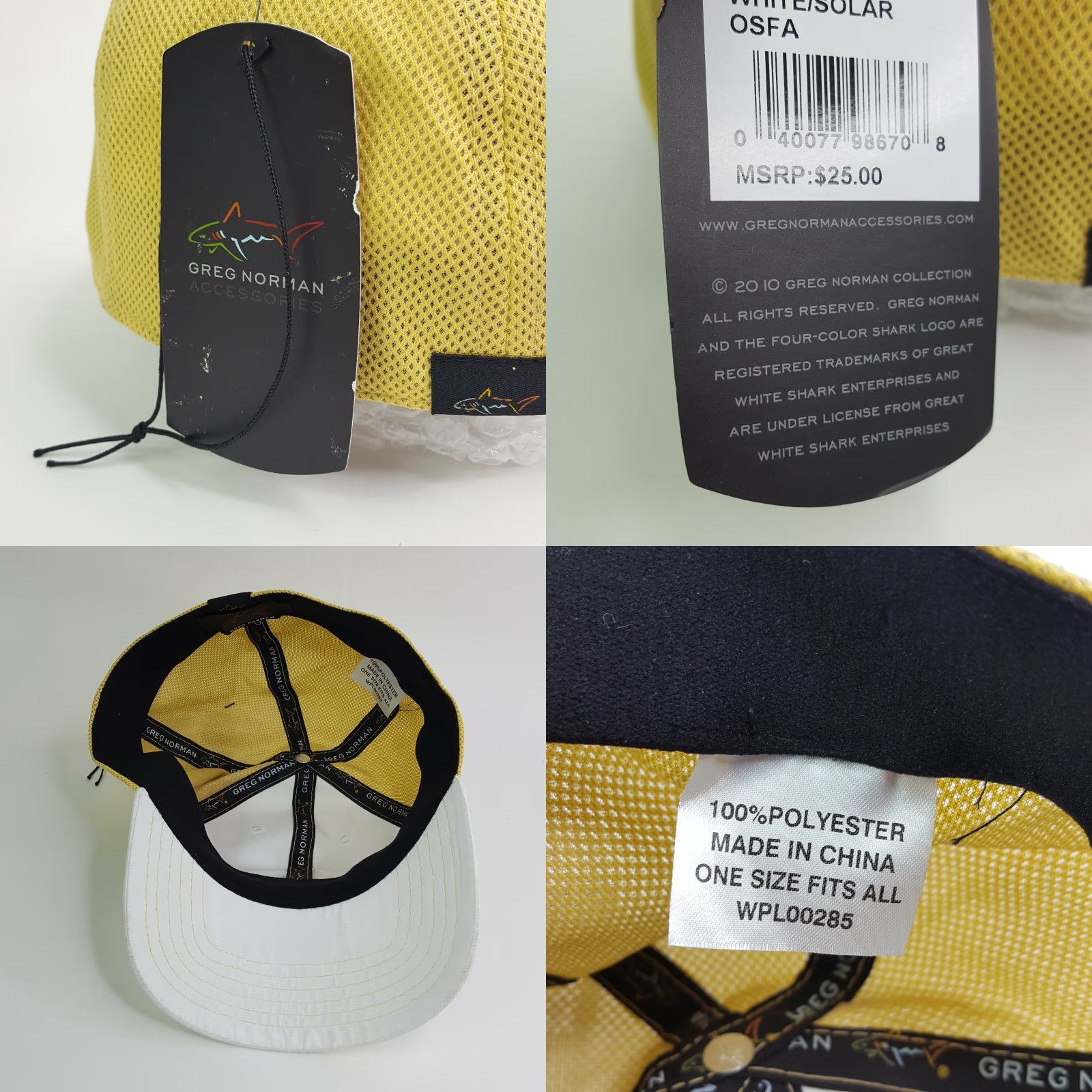 Vintage VINTAGE Greg Norman Golf Stretch One Size Hat Shark Attack Baseball Cap VTG Yellow Mens Size ONE SIZE - 8 Thumbnail