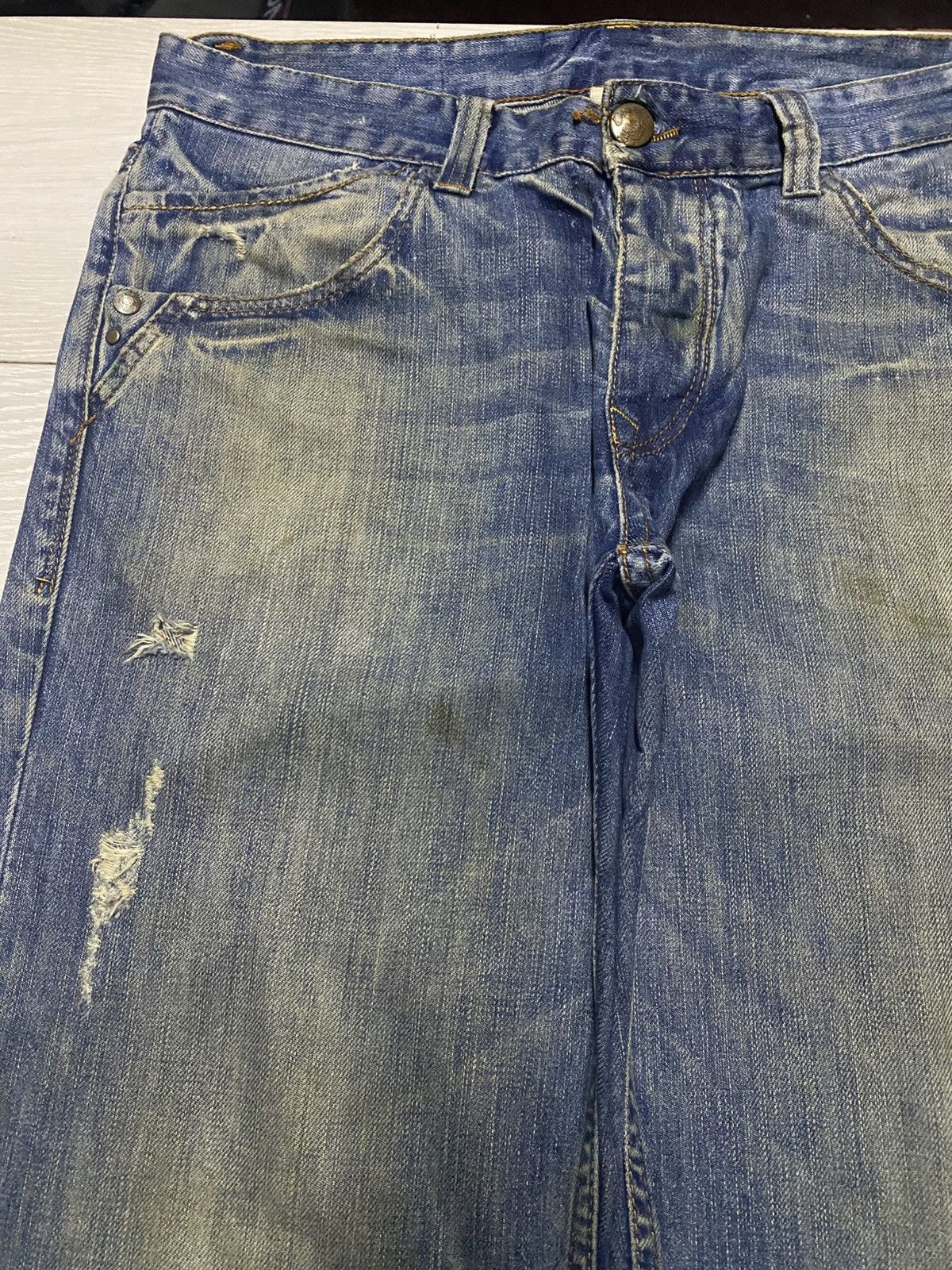 Rhude × Zara Vintage Zara Denim Mud Wash Distressed Loose Jeans Size US 34 / EU 50 - 7 Thumbnail
