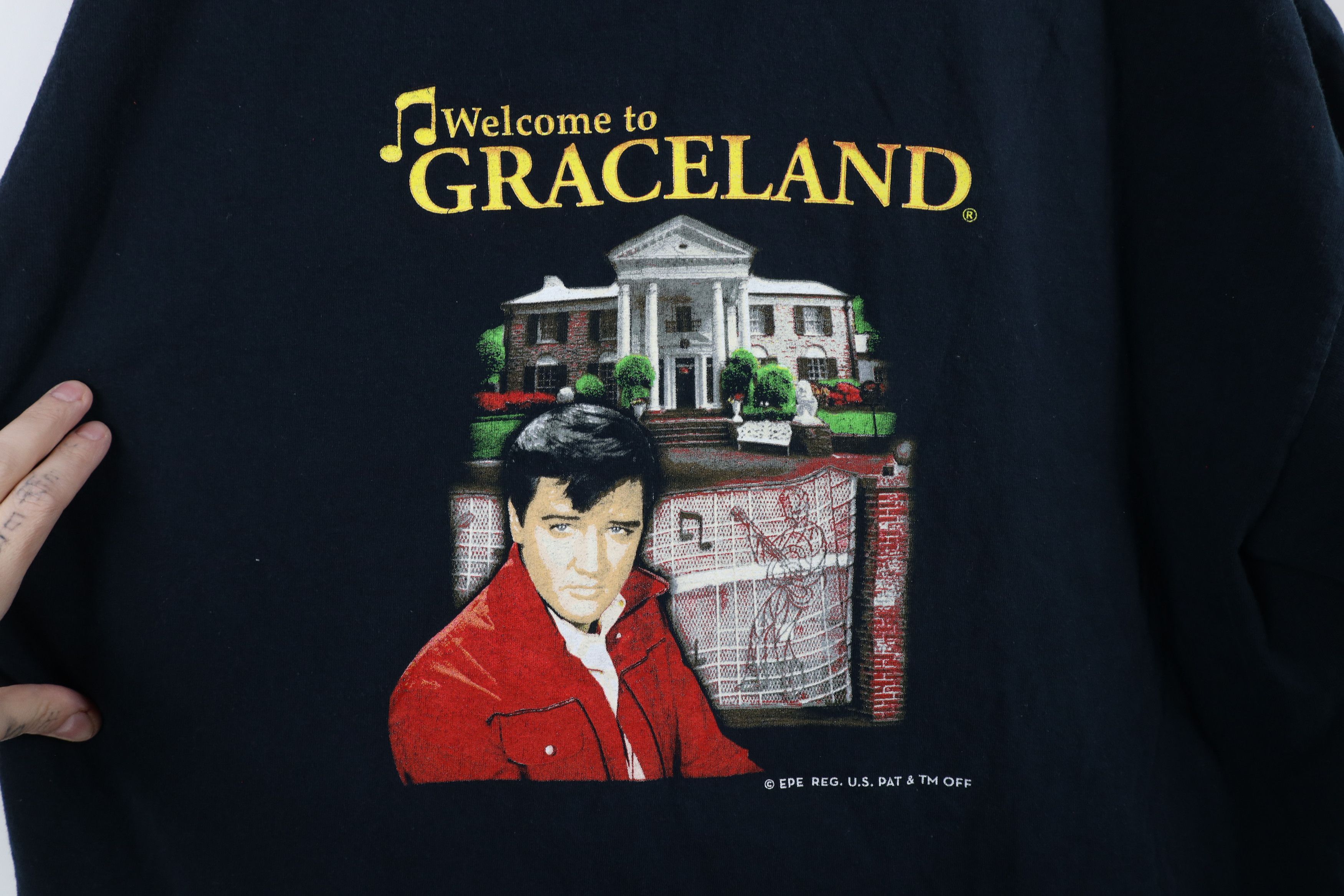 Vintage Vintage Y2K Welcome To Graceland Elvis Presley T-Shirt Black Size US XXL / EU 58 / 5 - 4 Thumbnail