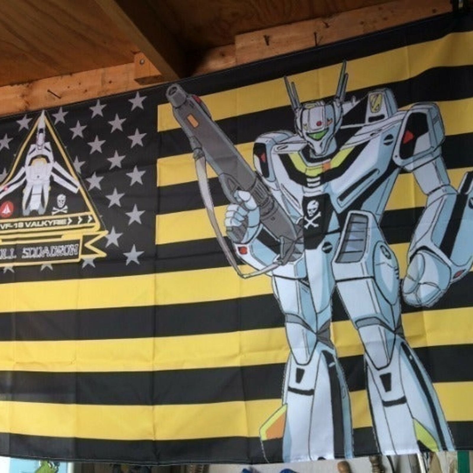 Other Robotech Macross 5ft Veritech Flag Rick Skull Squadron Size ONE SIZE - 1 Thumbnail