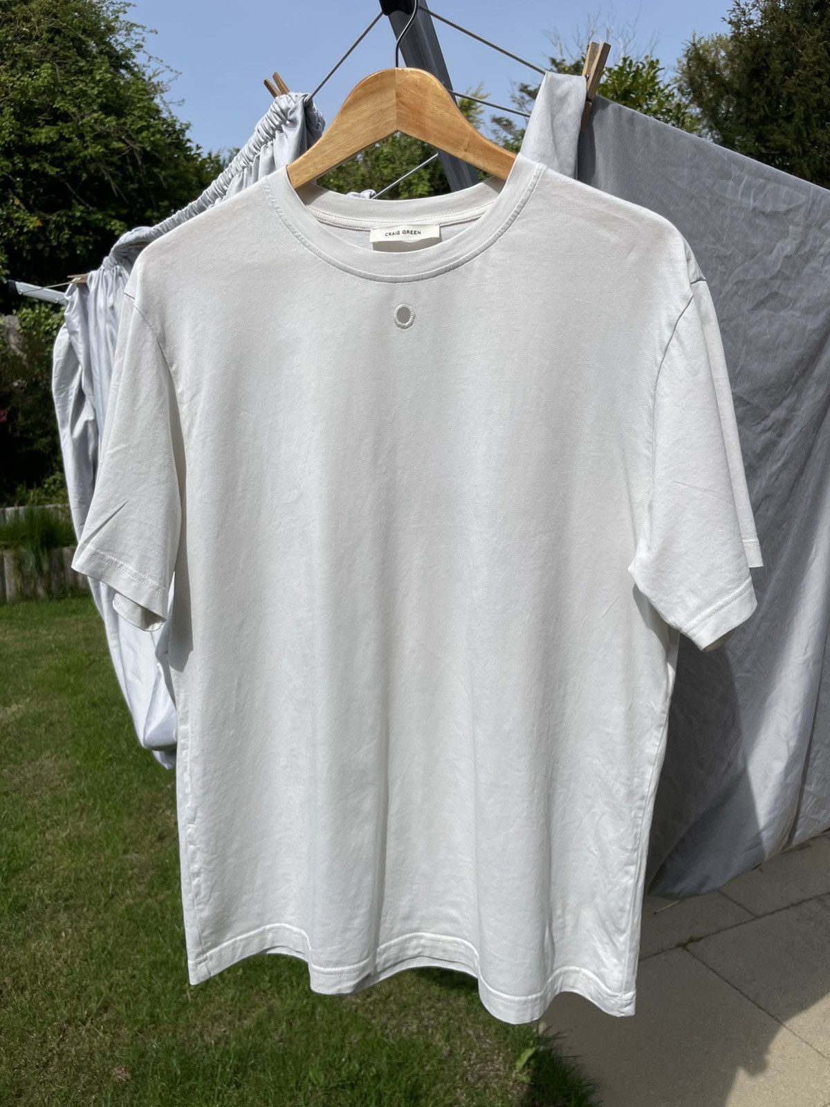 Craig Green EMBROIDERED Hole T-Shirt Chalk Size US M / EU 48-50 / 2 - 1 Thumbnail