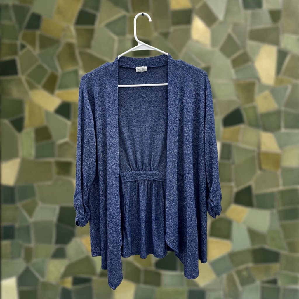 Vintage Late August Cardigan Womens Large Blue Long Sleeve Open Front Size L / US 10 / IT 46 - 1 Thumbnail