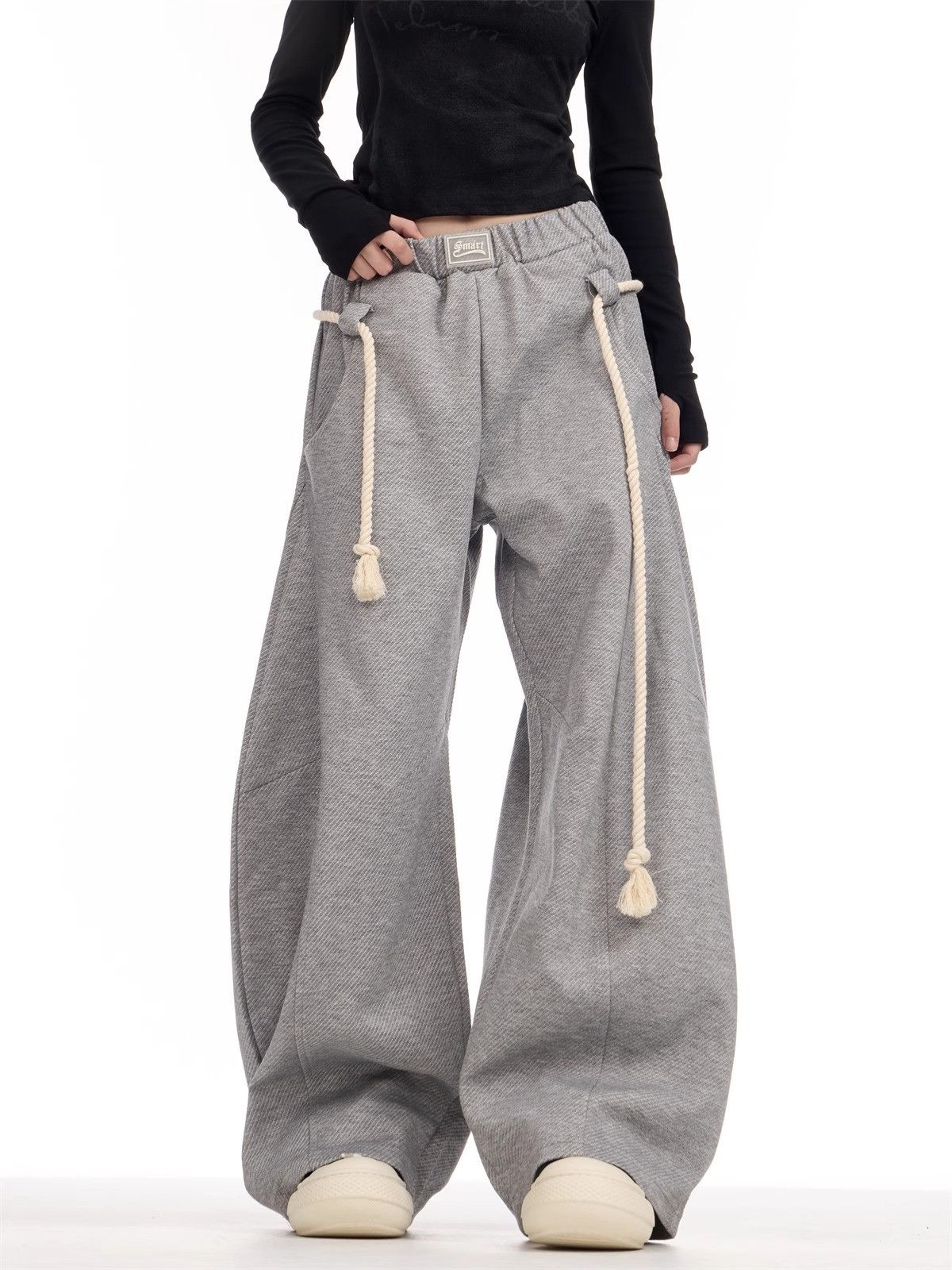 Vintage Baggy Grey Joggers with Drawstring Size US 33 - 3 Thumbnail