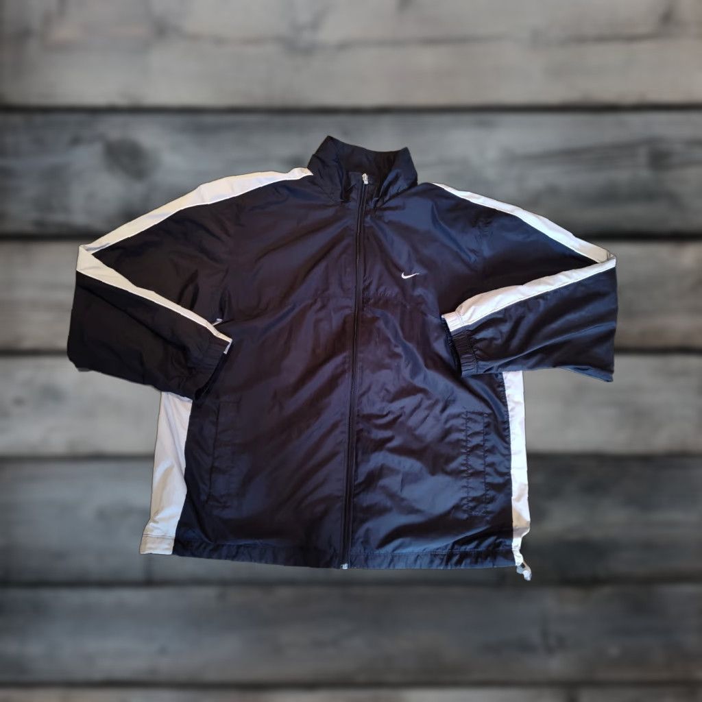 Nike Y2K Nike Swoosh Black Grey Full Zip Jacket Size XXL Athletic Lined Windbreaker Size US XXL / EU 58 / 5 - 1 Thumbnail