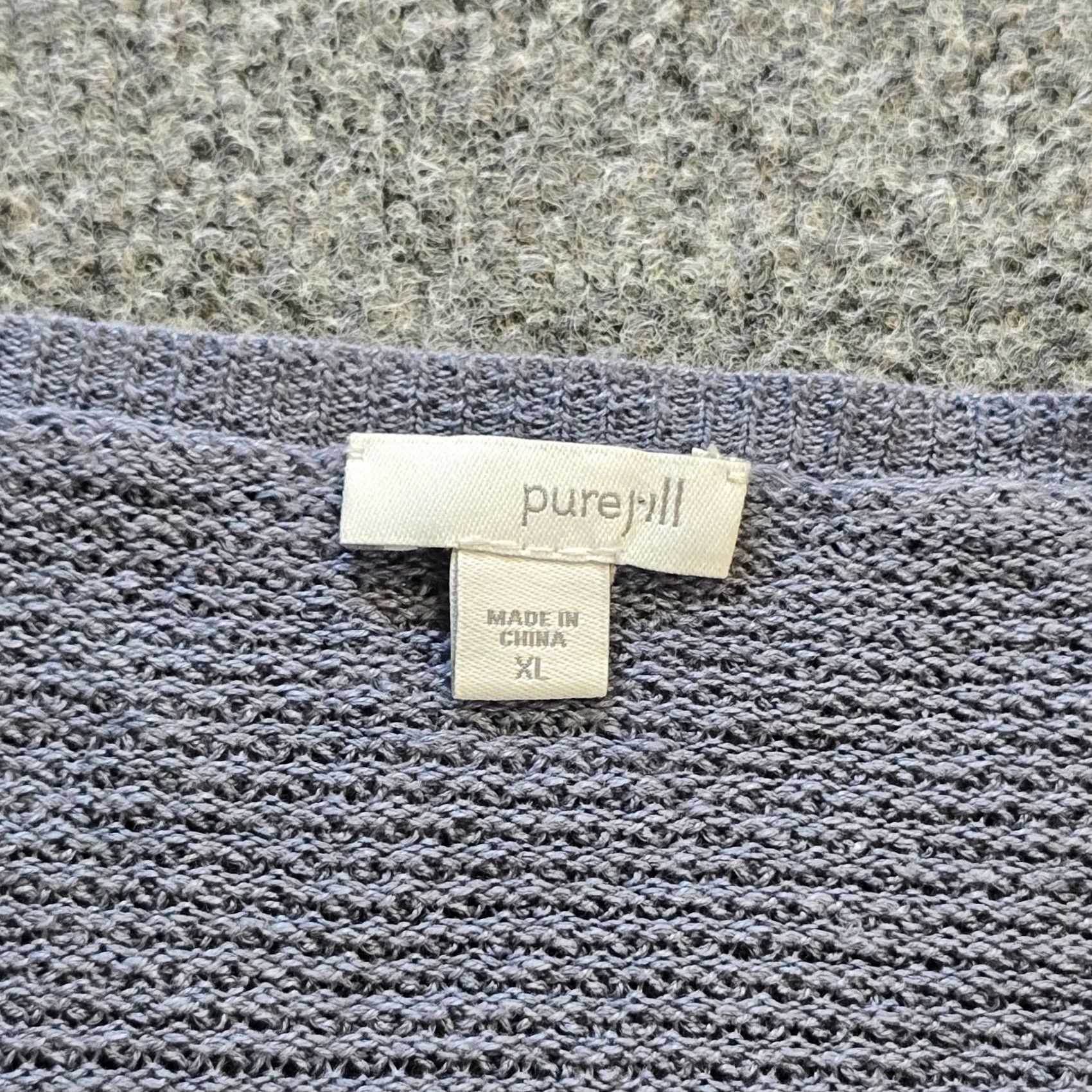 J. Jill J Jill Sweater Womens Size XL Gray Linen Blend Knit Textured Waffle Knit Casual Shirt Size XL / US 12-14 / IT 48-50 - 3 Thumbnail